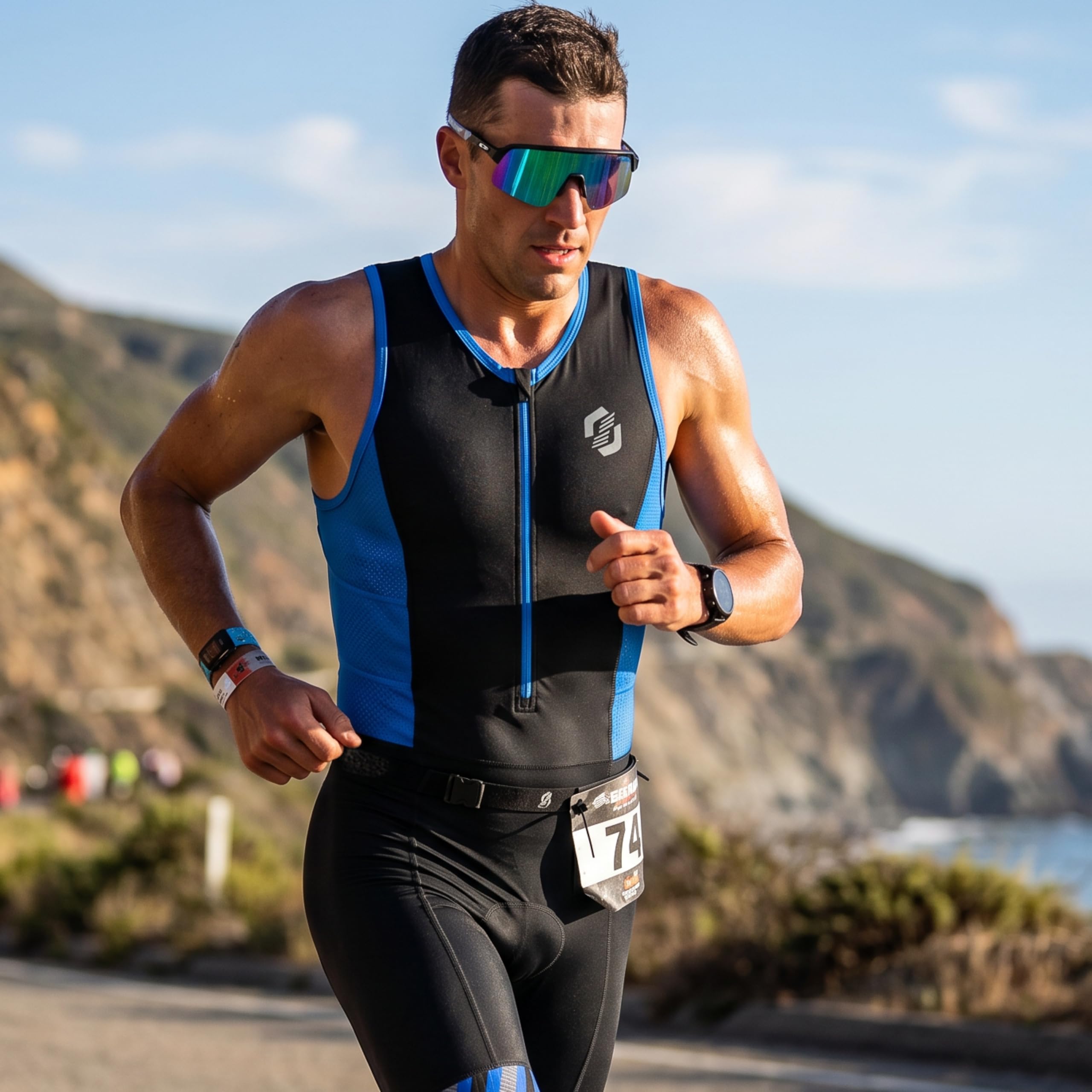 SLS3 Tuta da Triathlon da Uomo Trisuit da 2 Tasche FRT Ottima vestibilità e comodità | Progettato Tedesco 2019