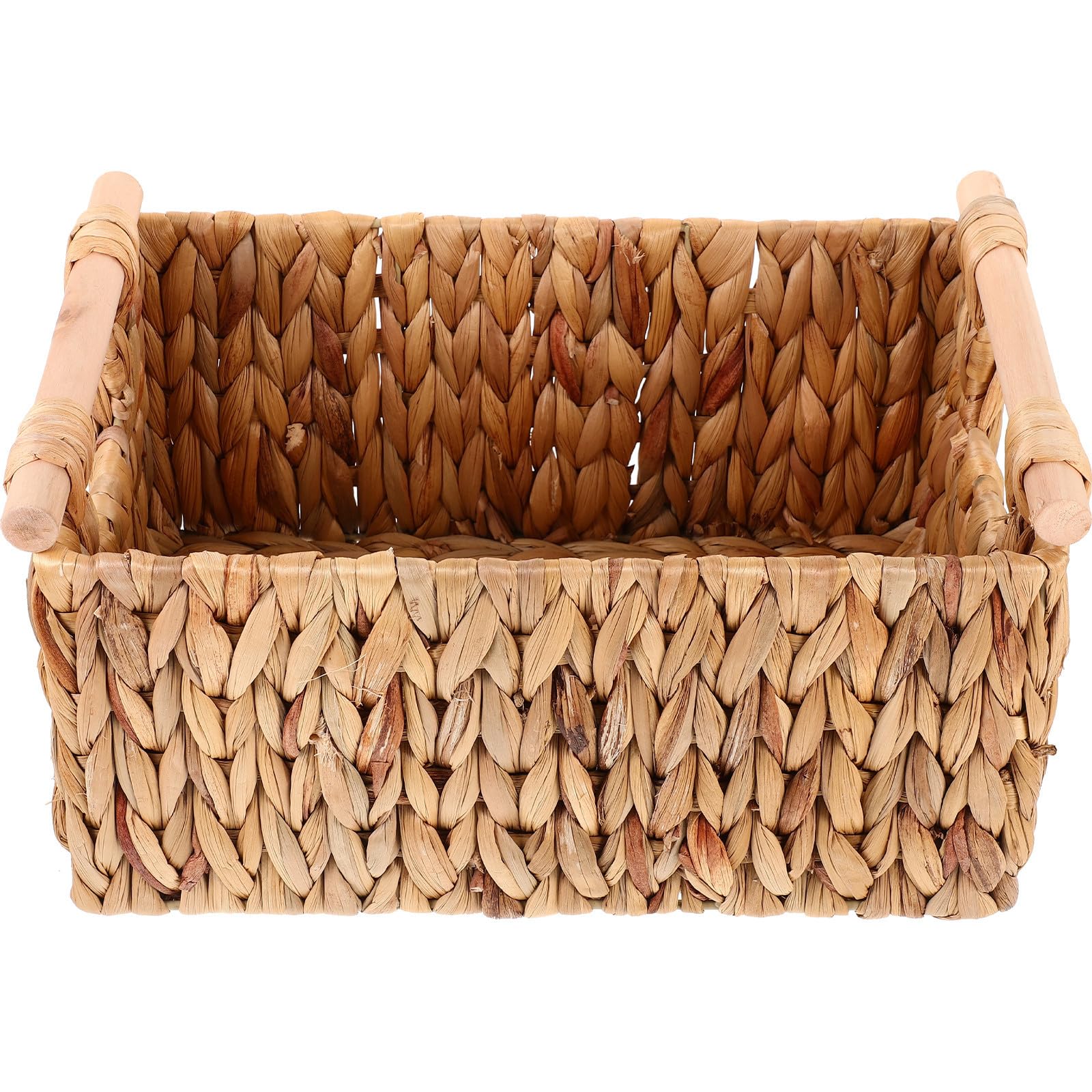 ABOOFAN Cesta de Almacenamiento Tejida a Mano, Cesta para Almacenamiento con Asa de Madera y Hierro, para Ropa y Papel Higiénico, Mesa y Hogar