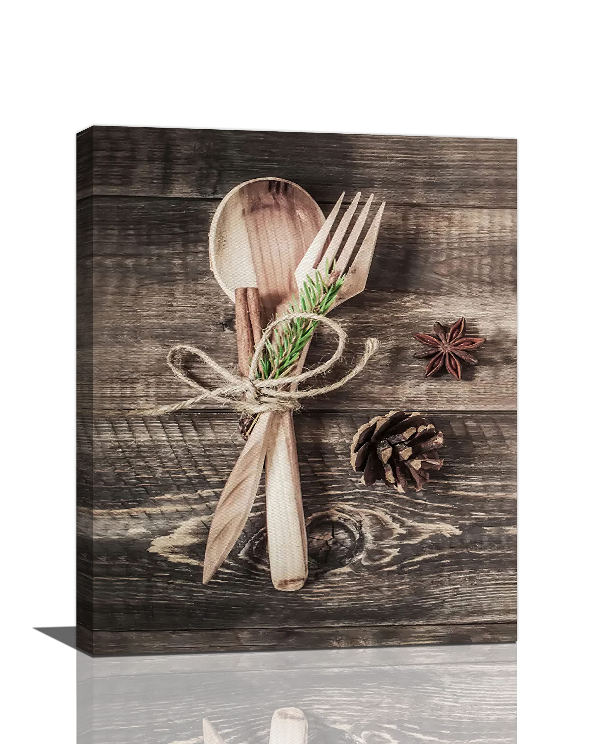 Kitchen Wall Art Dining Room Wall Decor Wooden Fork Spoon Kitchen Pictures Wall Decor Country Canvas Prints Painting Framed Artwork Home Decorations