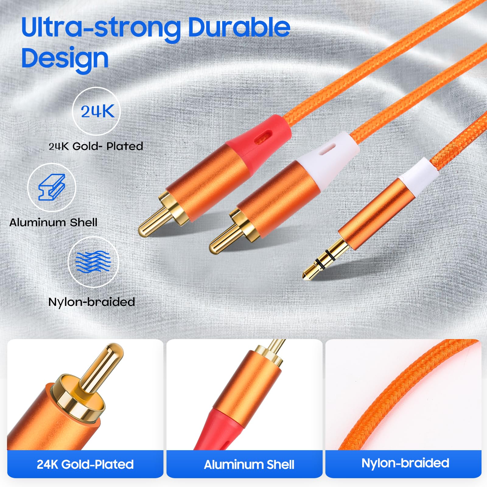 Cavo da 3,5 mm a RCA, cavo da 2 RCA a AUX da 3,5 mm per sistemi HiFi, altoparlanti, lettori MP3, TV, computer, smartphone, home theater, tablet, amplificatori, soundbar, ecc. (confezione da