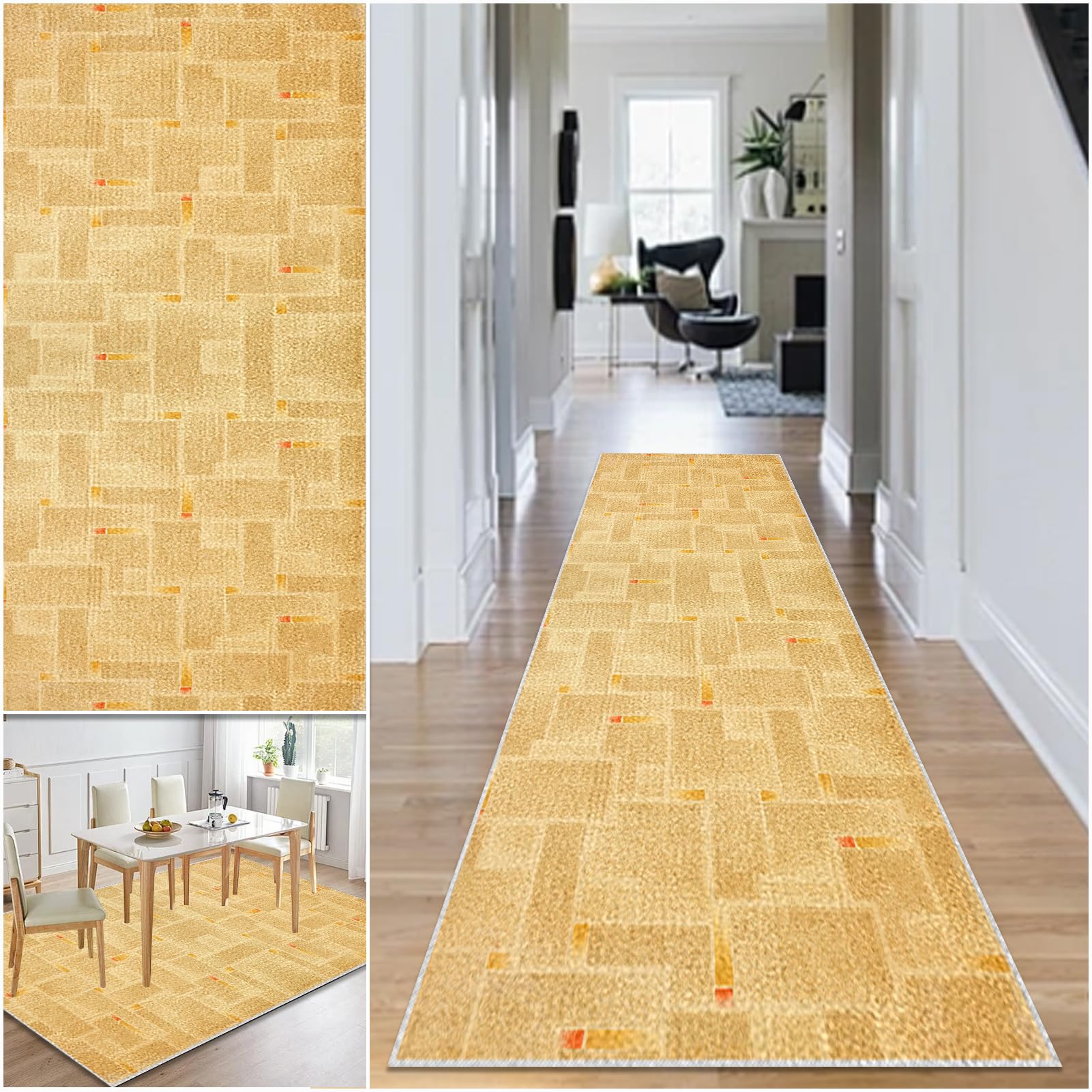 Hallway Runner Rug Non Slip Washable Kitchen Runner Rug 80 x 100 cm Area Rugs Hallway Hall Runners Narrow Rug Low Pile Carpet Runners with Anti-Slip Backing Floor Runner for Hallway Entryway Laundry