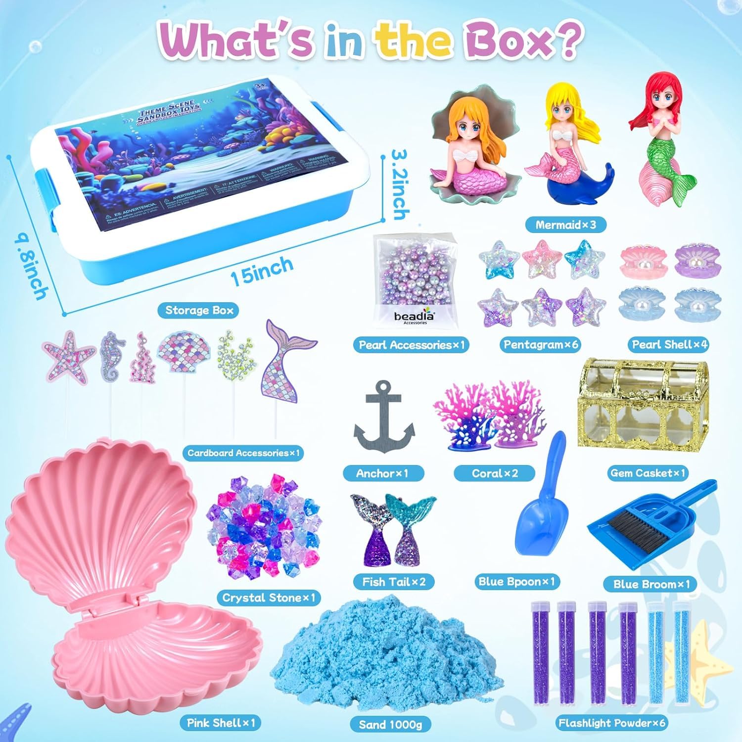 YongnKids Juego de juguetes de arena de sirena, arena mágica, juguete sensorial, juego de arena mágica para niños y niñas, 3, 4, 5, 6, 7, 8 años