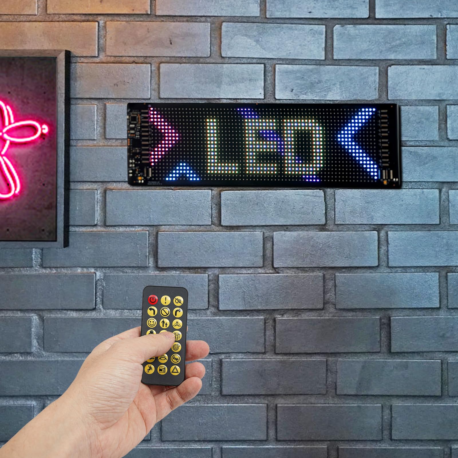 Pantalla LED flexible para restaurante, tienda, pantalla publicitaria con control inteligente de aplicación, letrero luminoso personalizado, cartel luminoso para coche, camión, texto, graffiti (59,5 x