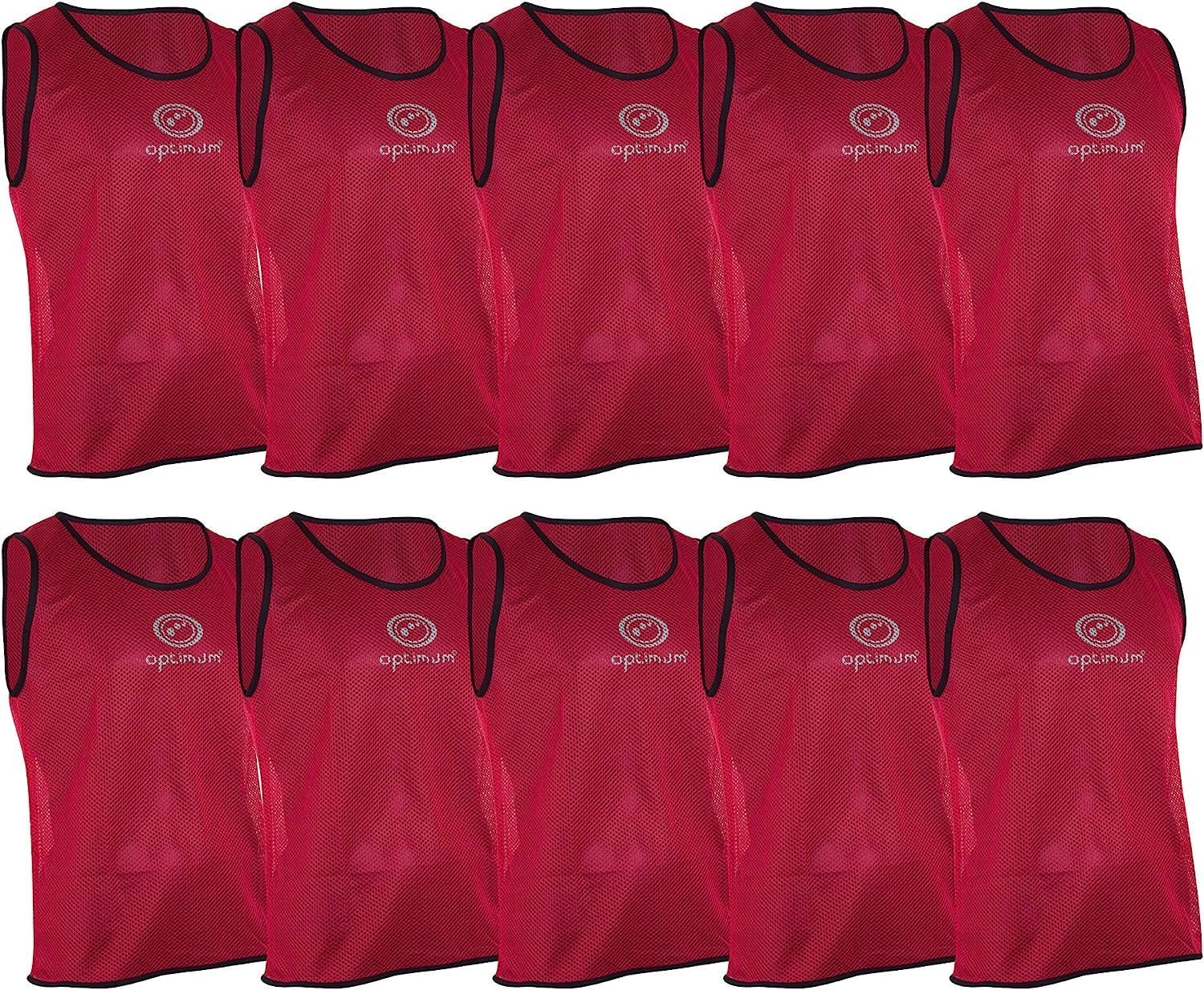 Optimum Unisex Training Bib - Pro Grade Mesh Polyester, Vibrant Anti-Sweat Multi-Sport Bib for Football, Rugby, & Other Activities - Red, Small