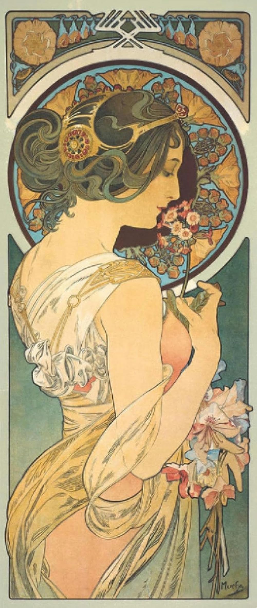 Queen Show Gold Cross Stitch Kit Stamped Embroidery Starter Kit Diy For Beginners Alphonse Mucha Retro 26X76 Cm