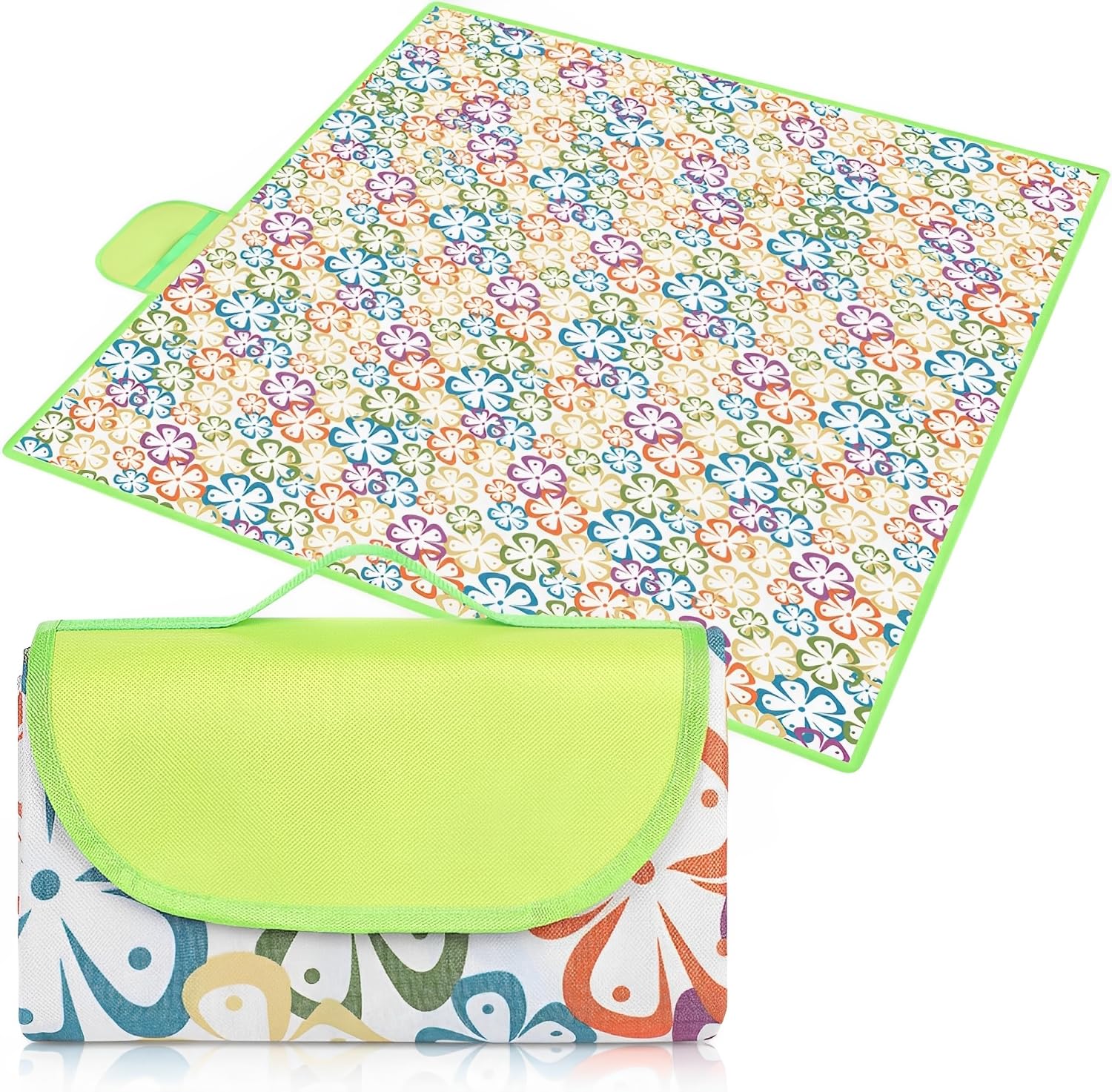 TFSZE Couverture Pique-Nique 150x200 Cm Pliable Imperméable - Tapis Camping Résistant Sable, Jaune Grille Pour Famille Plage Et Extérieur