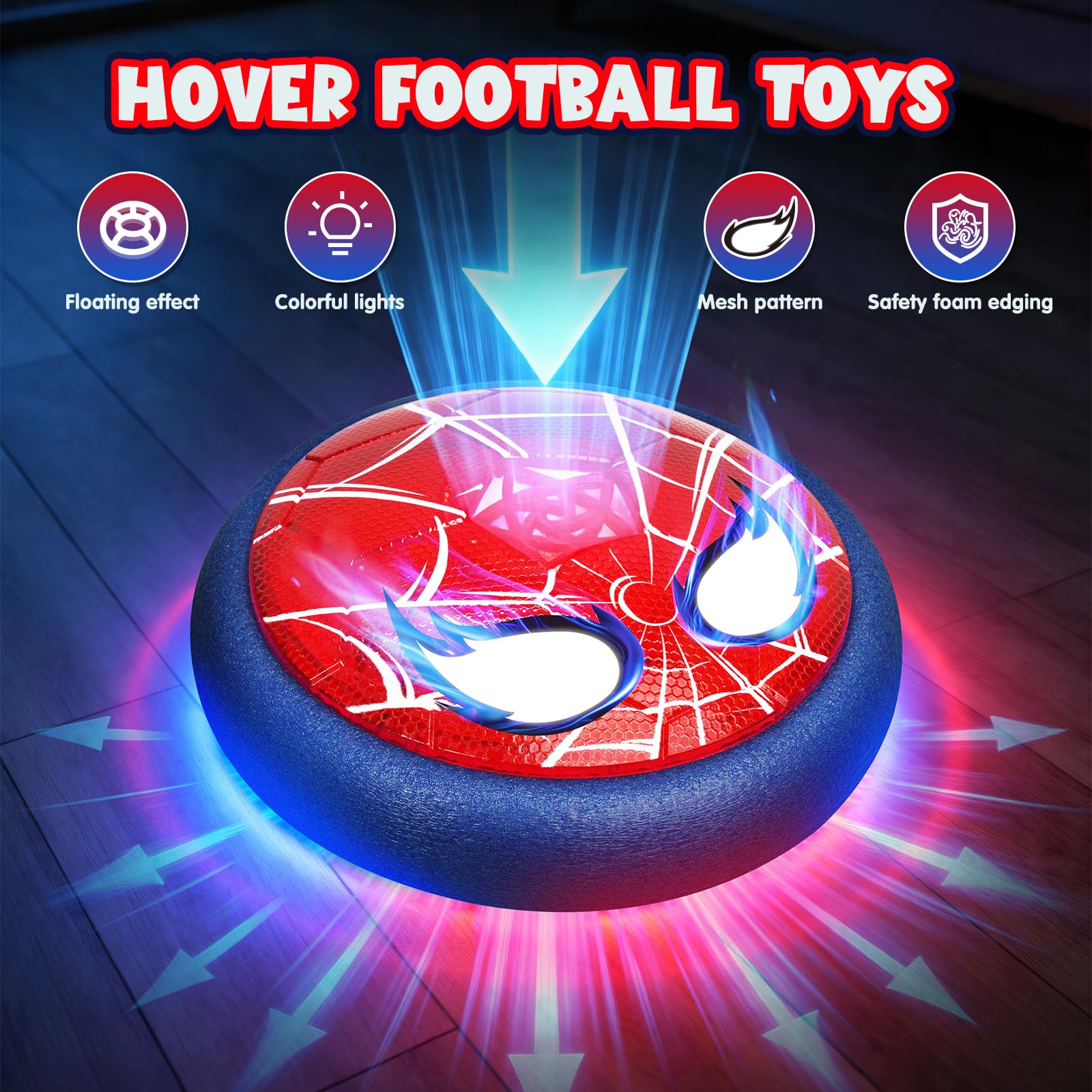 Balon Futbol Juguetes Niños 4 5 6 7 8 9 10 Años, Pelota Futbol Niño con Ojos Brillantes & 2* Porterias, Juegos de Balón Fútbol Flotante para Niños-Regalo Ideal para Niños de 3 a 12 Años