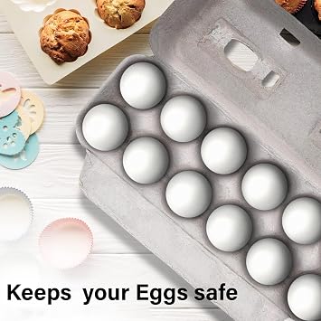 MT Products Blank Natural Pulp Egg Cartons Holds Up to Twelve Eggs - 1 Dozen - Strong Sturdy Egg Crate Cardboard Material Perfect For Storing Extra Eggs (25 Pieces) - Made in the USA
