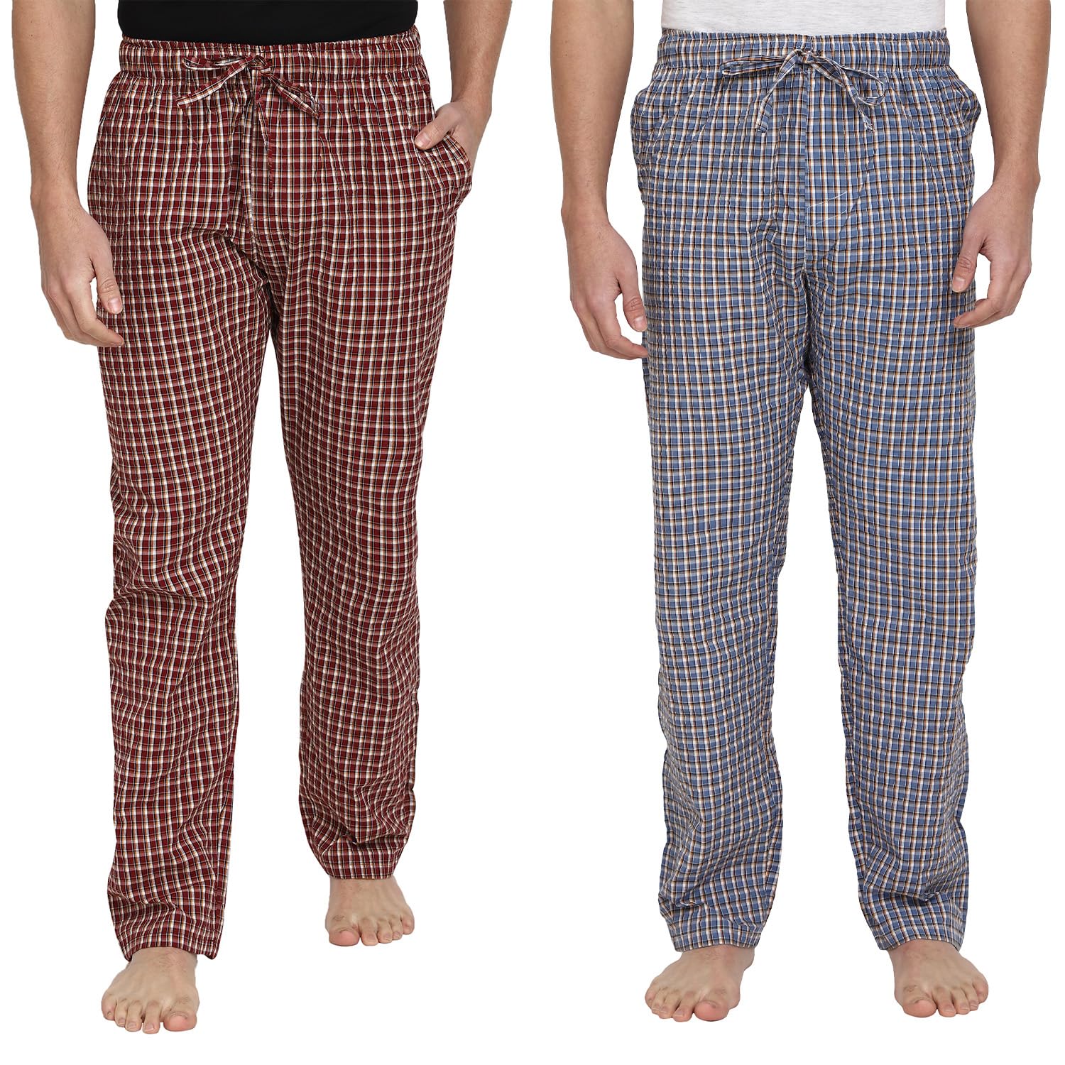 nirvartaya Men's Cotton Checkered Pajama Suitable for Both Loungewear and Sleepwear-picture-33