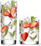 Everyday Drinking Glasses Set of 8, Water Cups, Drinkware Hurricane Glasses, Tumbler,, Kitchen Glasses for Cocktail, Iced Coffee, Beer, Tea, Wine, Whiskey, 4 Tall Glass Cups & 4 Short Dof Drinking