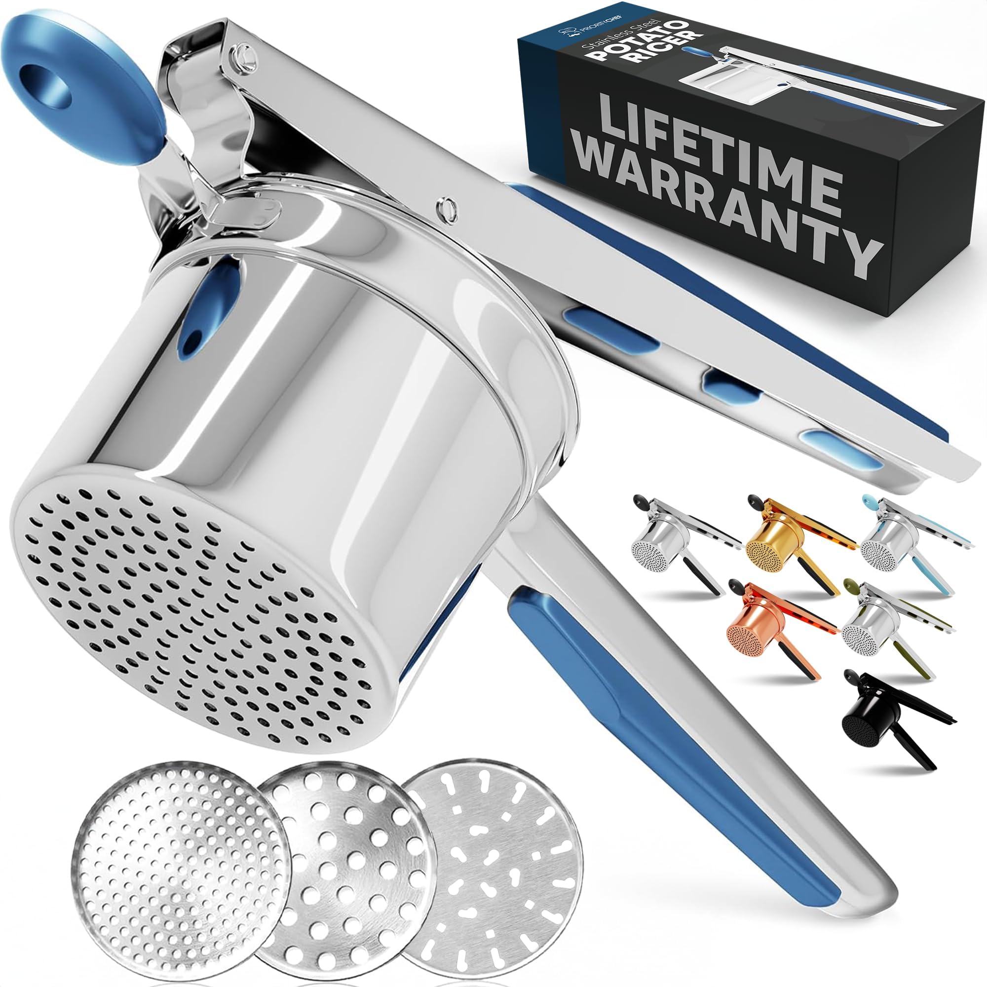 Potato Ricer Stainless Steel with 3 Interchangeable