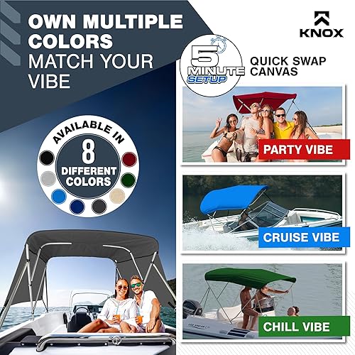 Miniatura 4 de Lona universal de repuesto Bimini de 4 arcos y paredes laterales desmontables con funda de almacenamiento, toldo de barco de grado marino 900D con