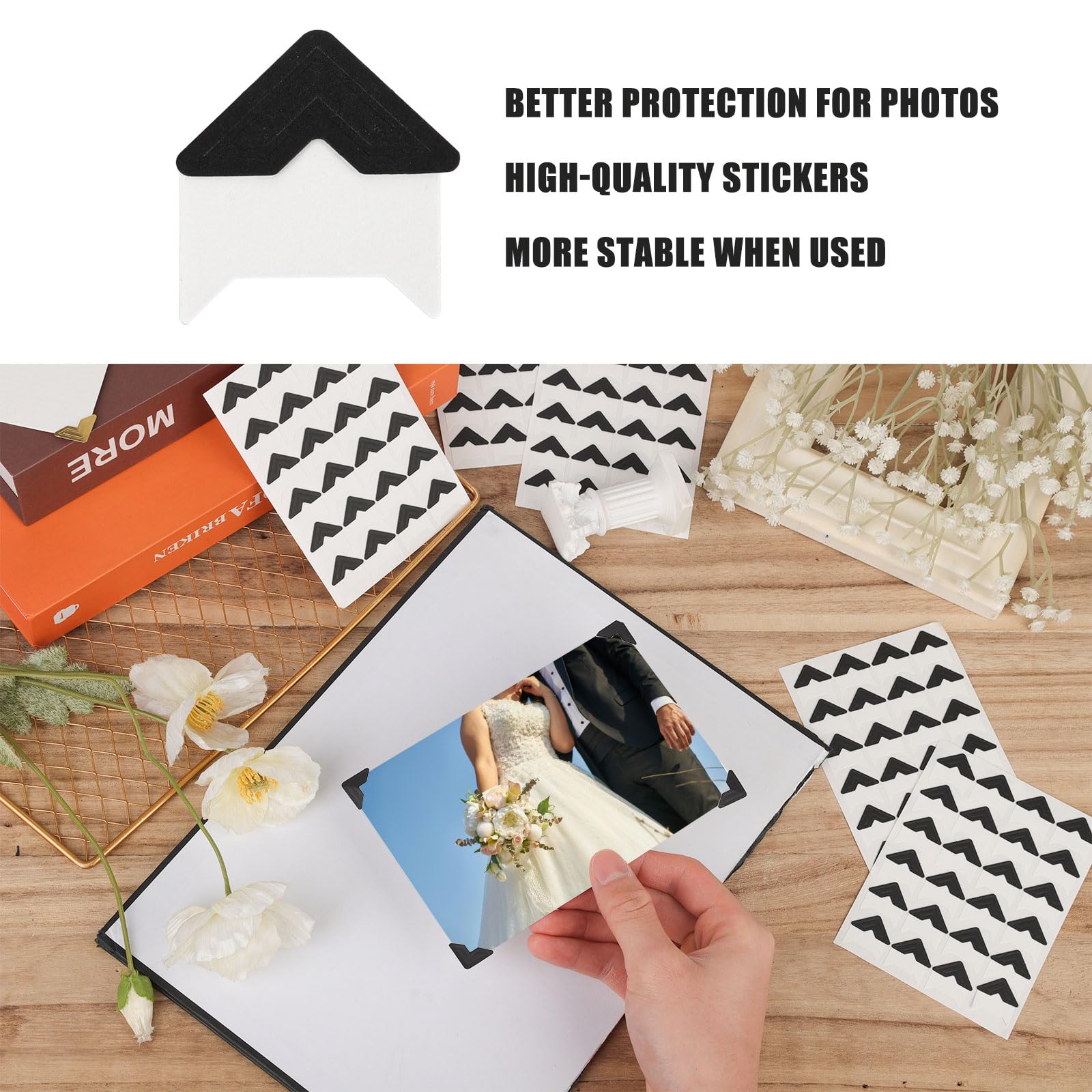 Coins Autocollants Pour Photos Finegood - 15 Feuilles, 14 Couleurs, 2x2cm, Scrapbooking
