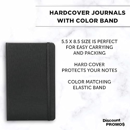 Miniatura 3 de DISCOUNT PROMOS Juego de 6 cuadernos de tapa dura con banda elástica de colores, paquete a granel, perfecto para la escuela, oficina, hogar, color
