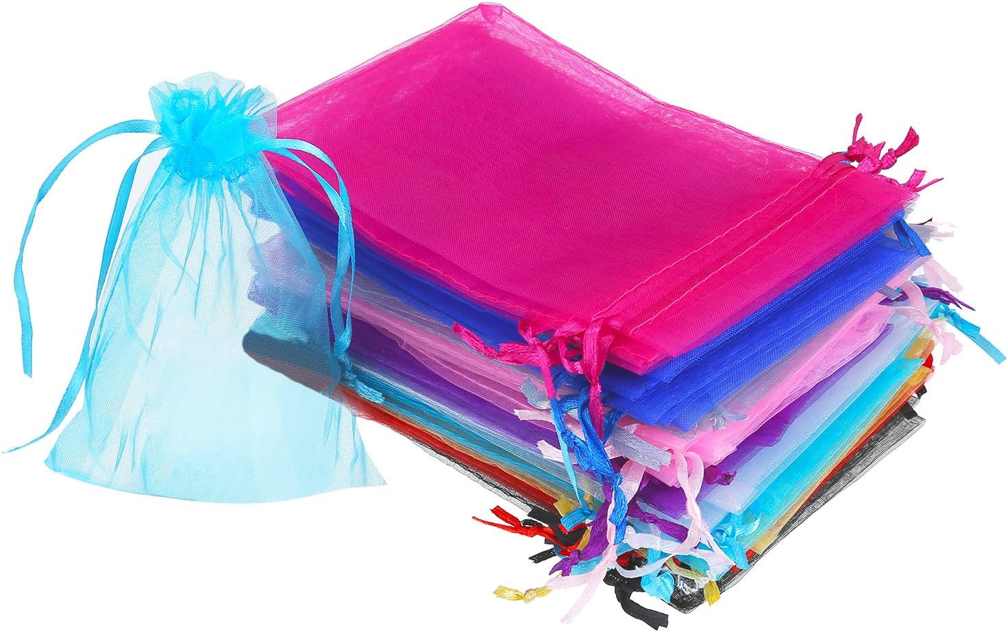 Mudder 50 Pieces 4 by 6 Inch Organza Gift Bags Drawstring Jewelry Pouches Wedding Party Favor Bags (Multicolor)