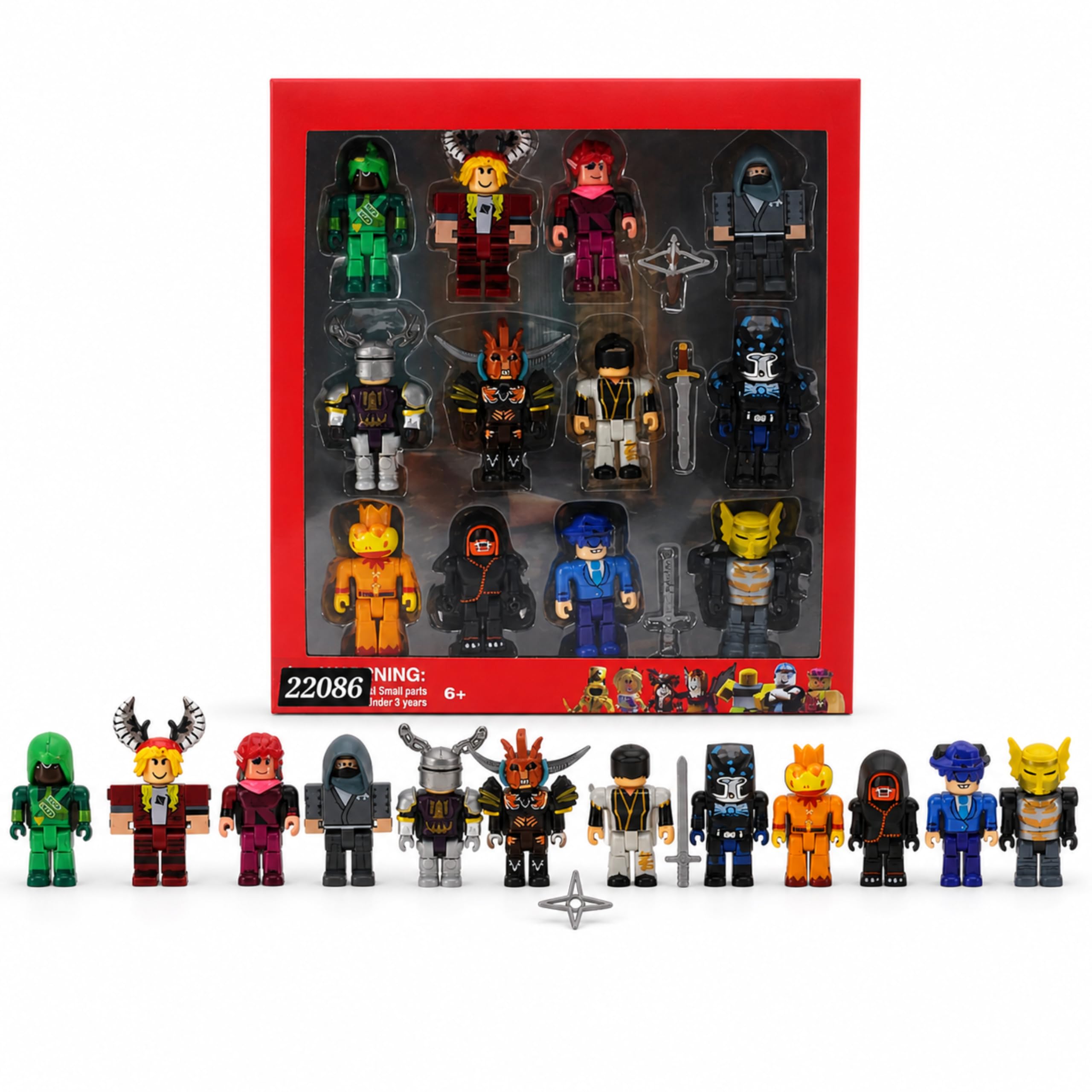 12PCS Action Figure Toy Set for Kids, Block-Style Hero Mini Figures with Accessories, Collectible Adventure Characters, Creative Roleplay Toys for Boys & Girls Ages 6+-image-38