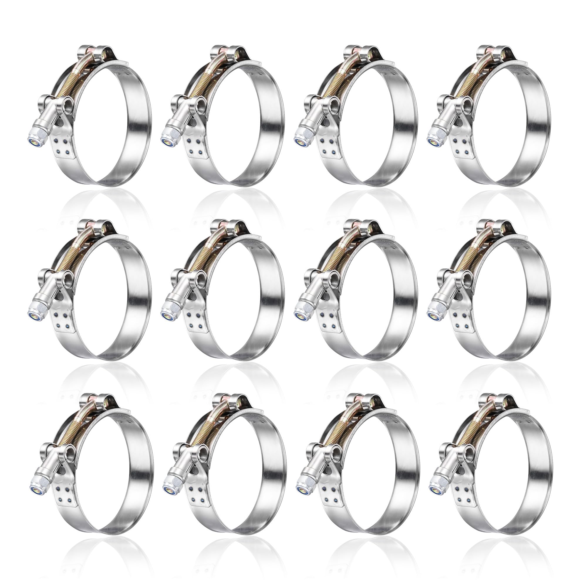 SEKSUALA 12Pack 1.25" T Bolt Hose Clamps - 304 Stainless Steel Turbo Intake Clamp for Turbo Tubes, Intercooler Pipes, Heavy Duty Radiator Hose Clamps