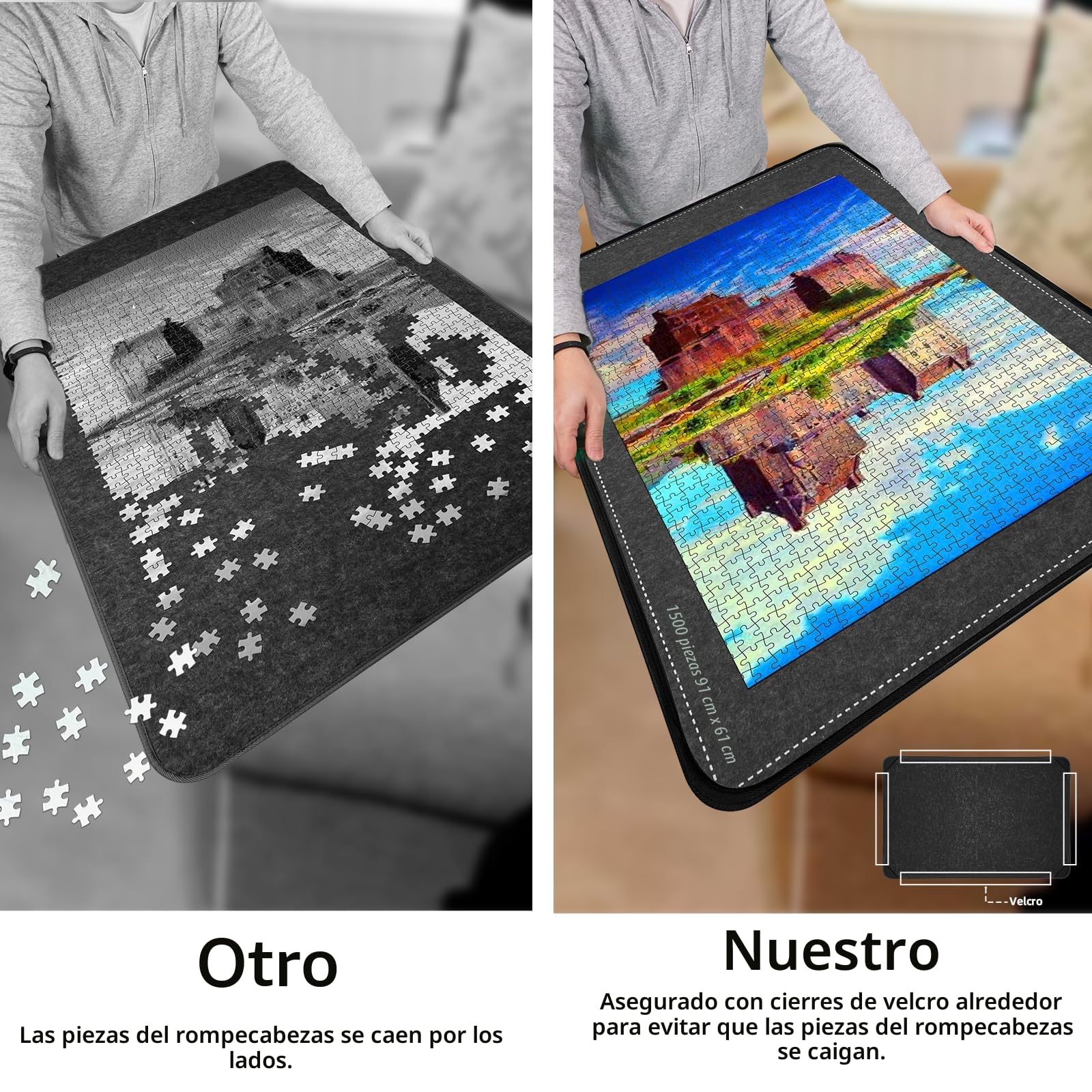 MOZOOSON Tablero para Puzzle 2000 Piezas, Portátil para Puzzle Board de 105 x 80 cm, Guarda Puzzle Accesorios con 8 Tray de clasificación y 1 Cover