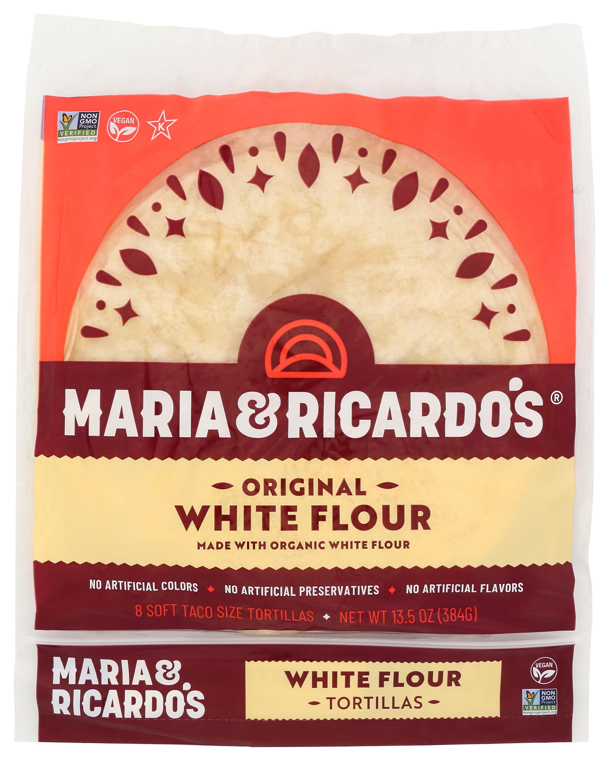 MARIA & RICARDO'S White Flour Tortillas, 8 Count, 8 inch, 13.5Ounce