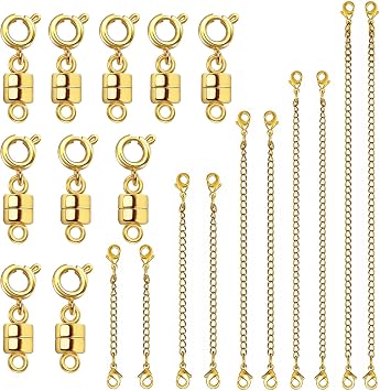 Evnlo Necklace Extender and Magnetic Necklace Clasp,Gold Chain Extenders for Necklaces Bracelet Jewelry