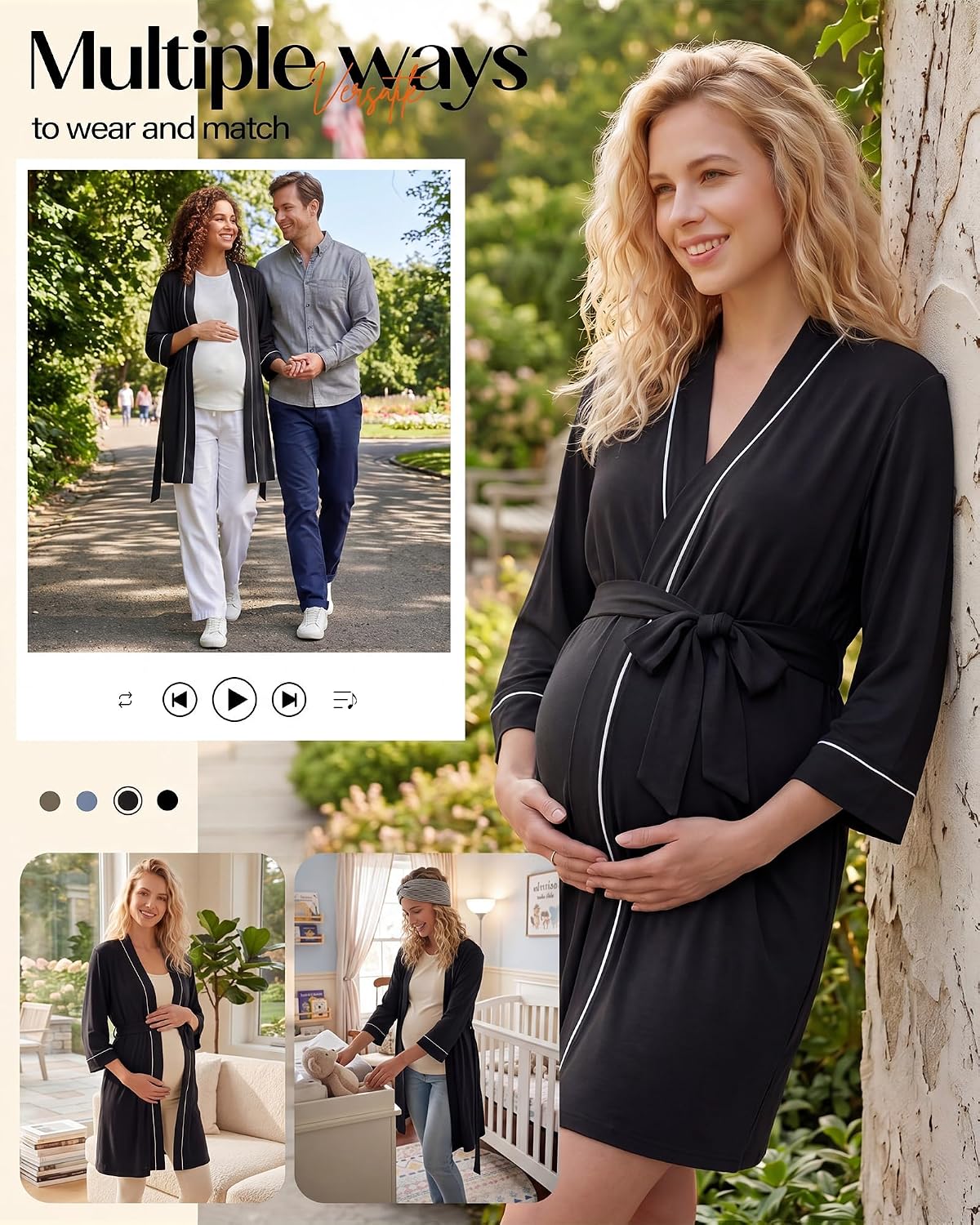 Cutecrop 2 Pack Maternity Nursing Robe Delivery Gown