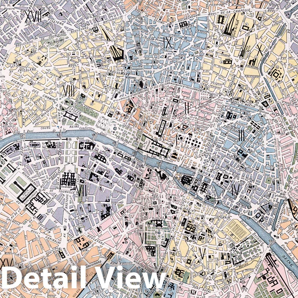 Amazon.com: Paris, France 1900 Historical Map Print - Atlas