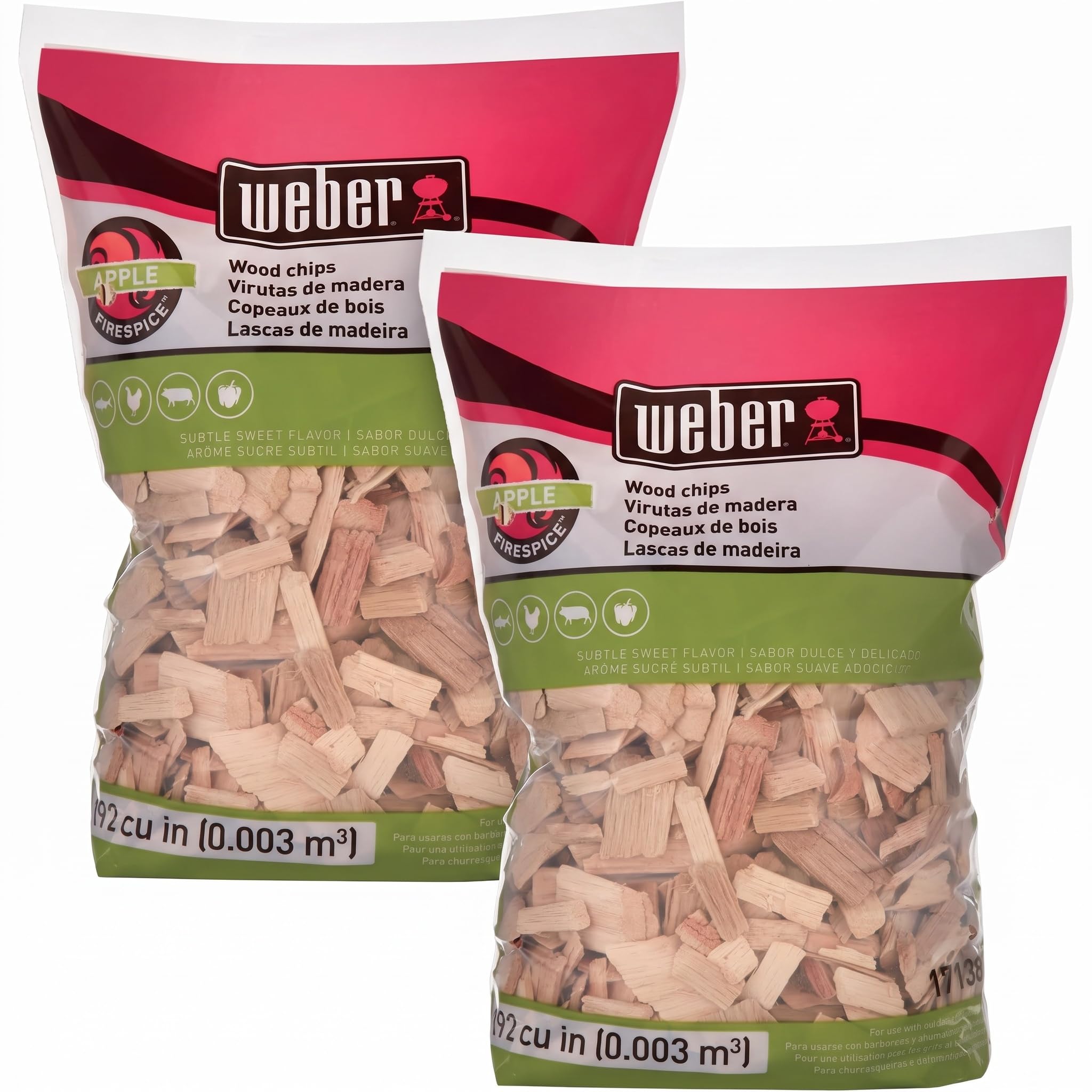 Weber Apple Wood Chips, 2 lb, Pack of 2 | For Grilling and Smoking