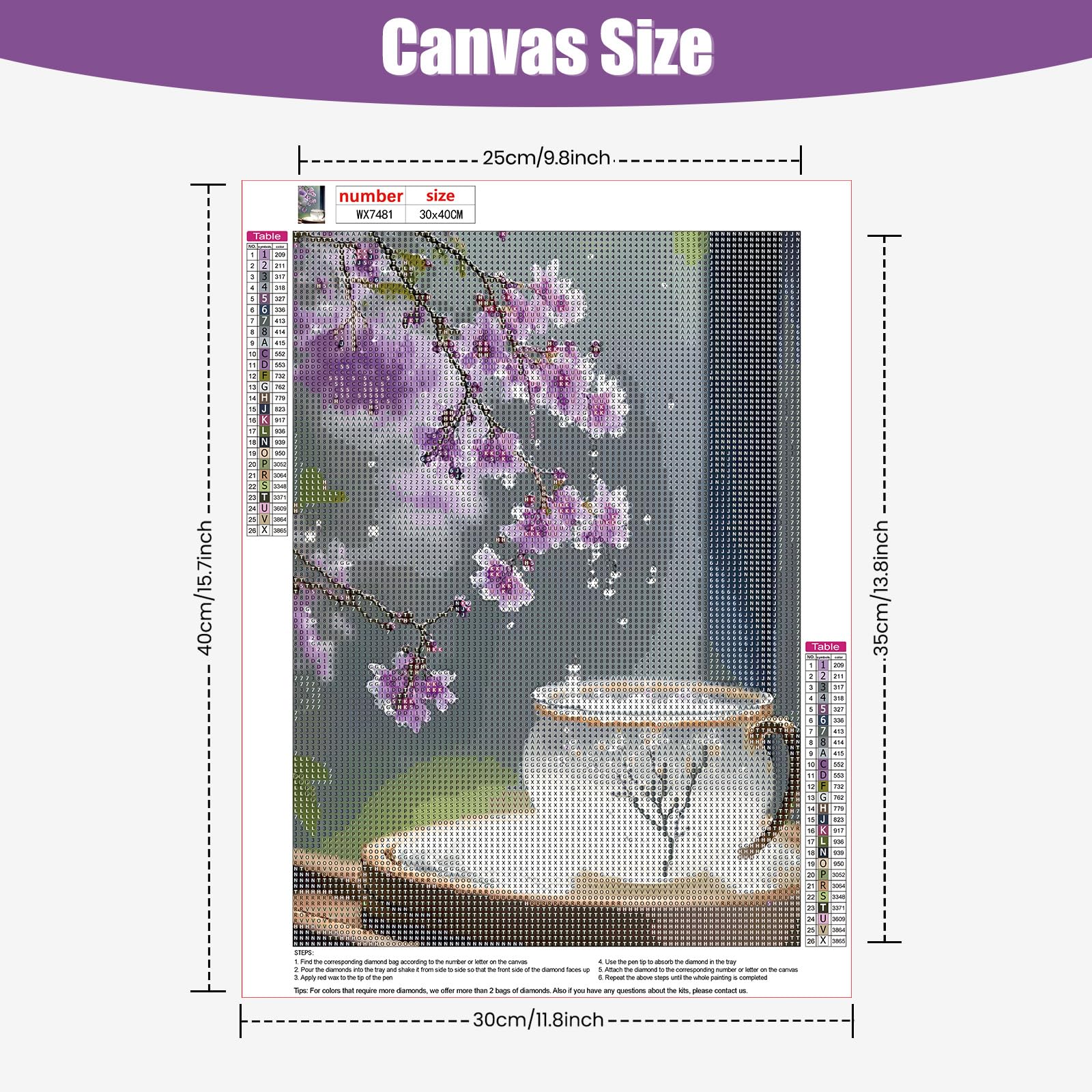 TOSTOG Kit Peinture Diamant Adulte Débutant - Fleurs 5D DIY 30x40 Cm - Décoration Murale - 6