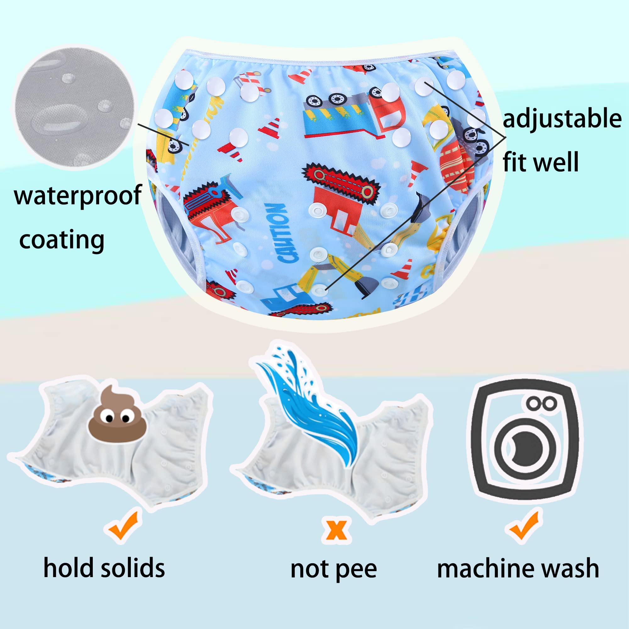 Pannolino Da Nuoto Riutilizzabile Per Neonati 0-3 Anni - Regolabile, Lavabile, Motivi Sirena/Fenicottero