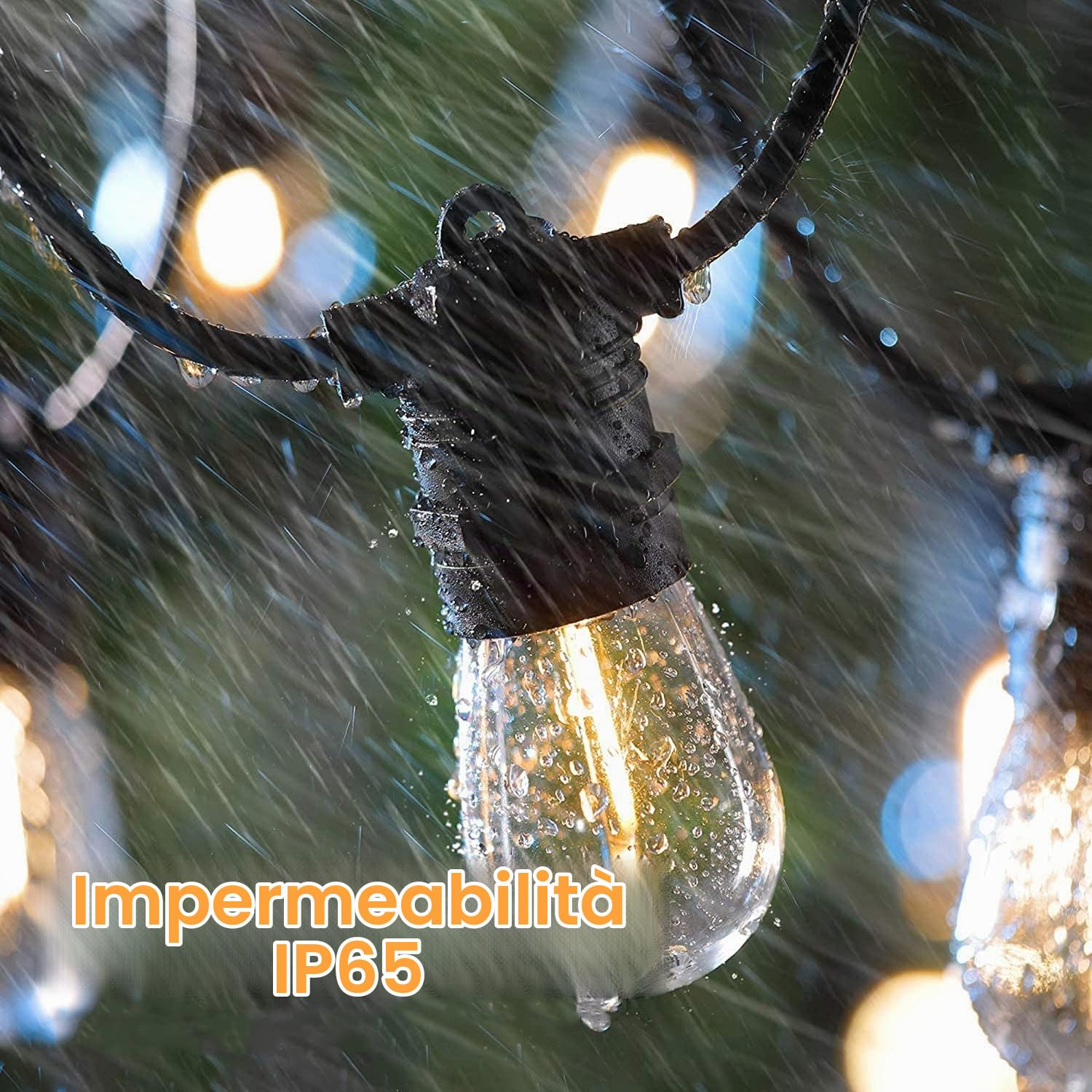 Luminaria Premium da esterno - Illuminazione per esterni da 15-100 metri con lampadine LED E27 sostituibili (20m con 20 lampade)