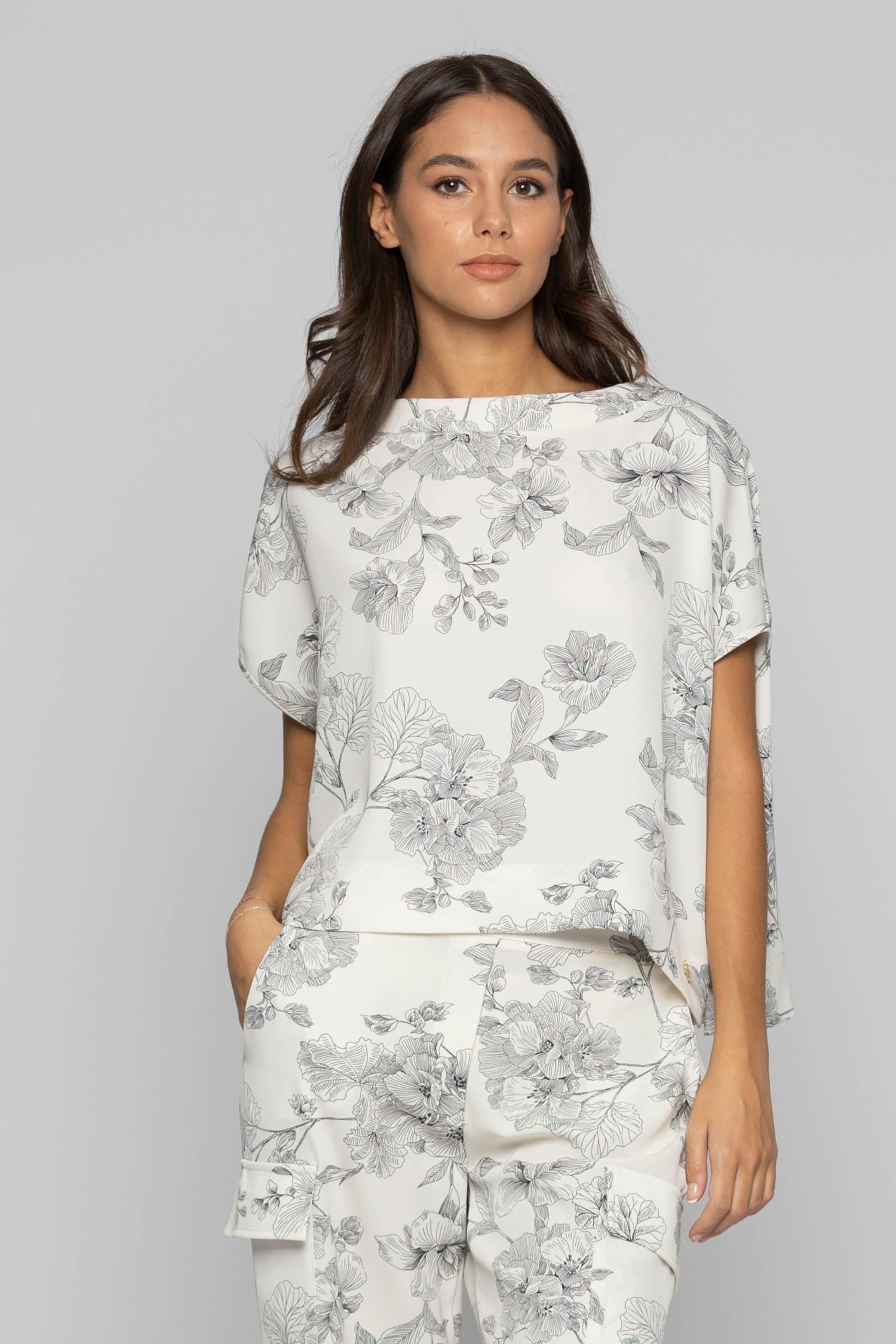 Kocca Blusa Donna Donna con Stampa Floreale a Maniche Corte MOD. Asya