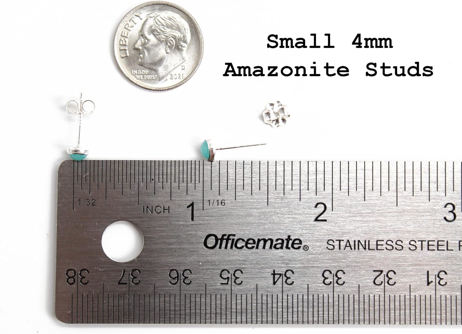 Gemstone Stud Earrings for Women and Girls, 4mm Round Bezel 925 Sterling Silver - Image 3