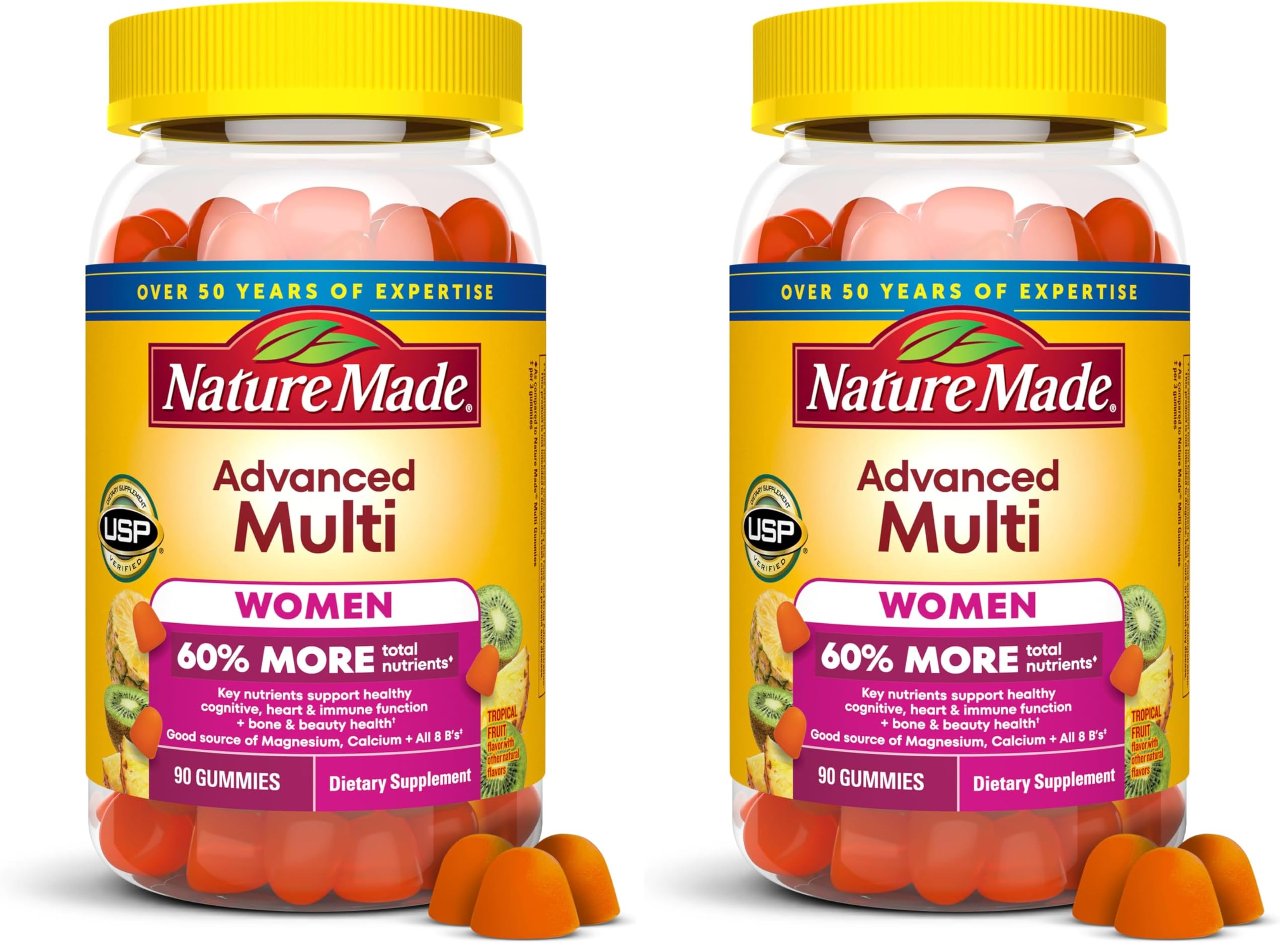 Nature Made Advanced Womens Gummy Multivitamins with Magnesium Citrate, Calcium, B Vitamins, Multivitamin Gummies for Women, 90 Multi Vitamin Gummies, 30 Day Supply,(Pack of 2) 90 Count (Pack of 2)