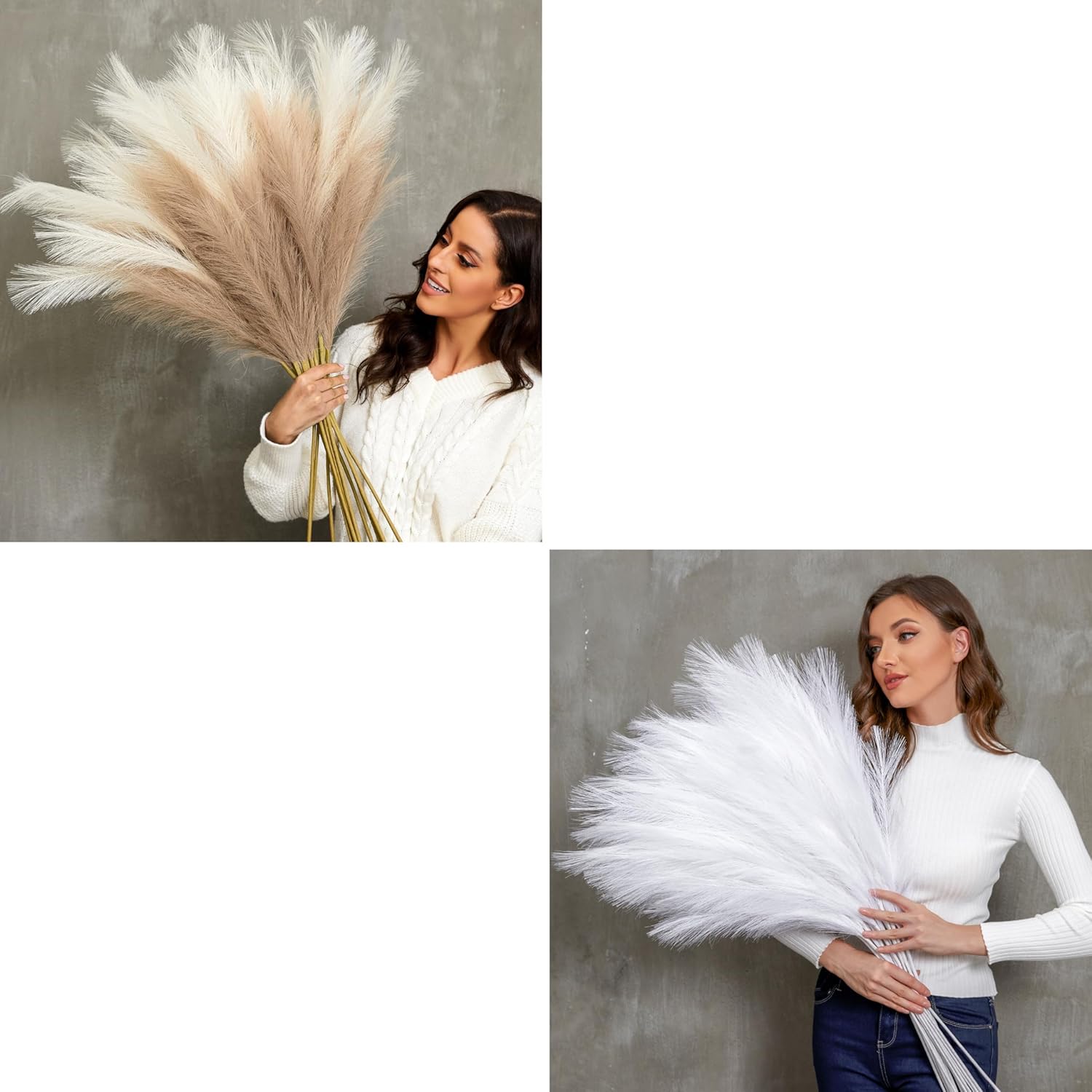 Faux Pampas Grass, 9 PCS 37''/3.1FT Tall Fluffy Fake Pompas Floral, Large Artificial Pompous Grass Branches for Floor Vase Fillers, Boho Farmhouse Room Wedding Decor