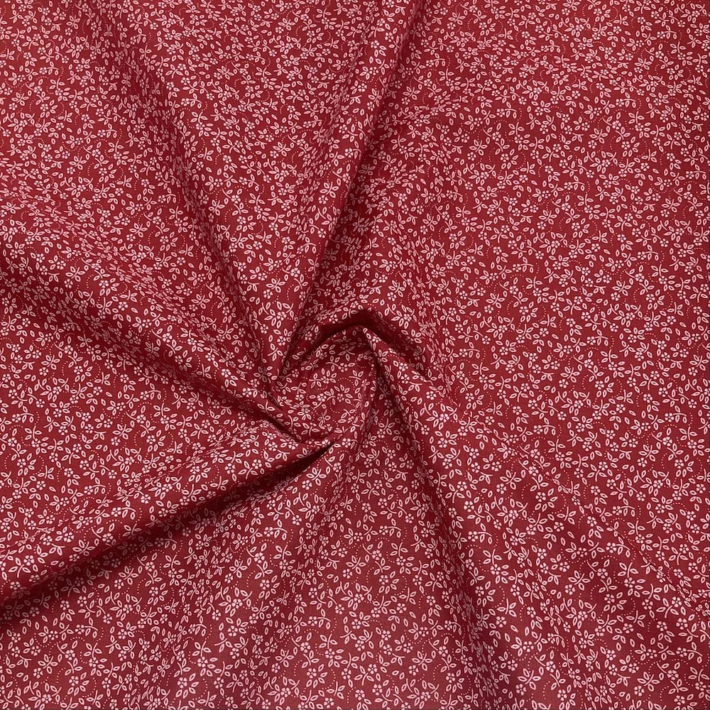 Ditsy Floral Polycotton Fabric (Per Metre) (Cherry)
