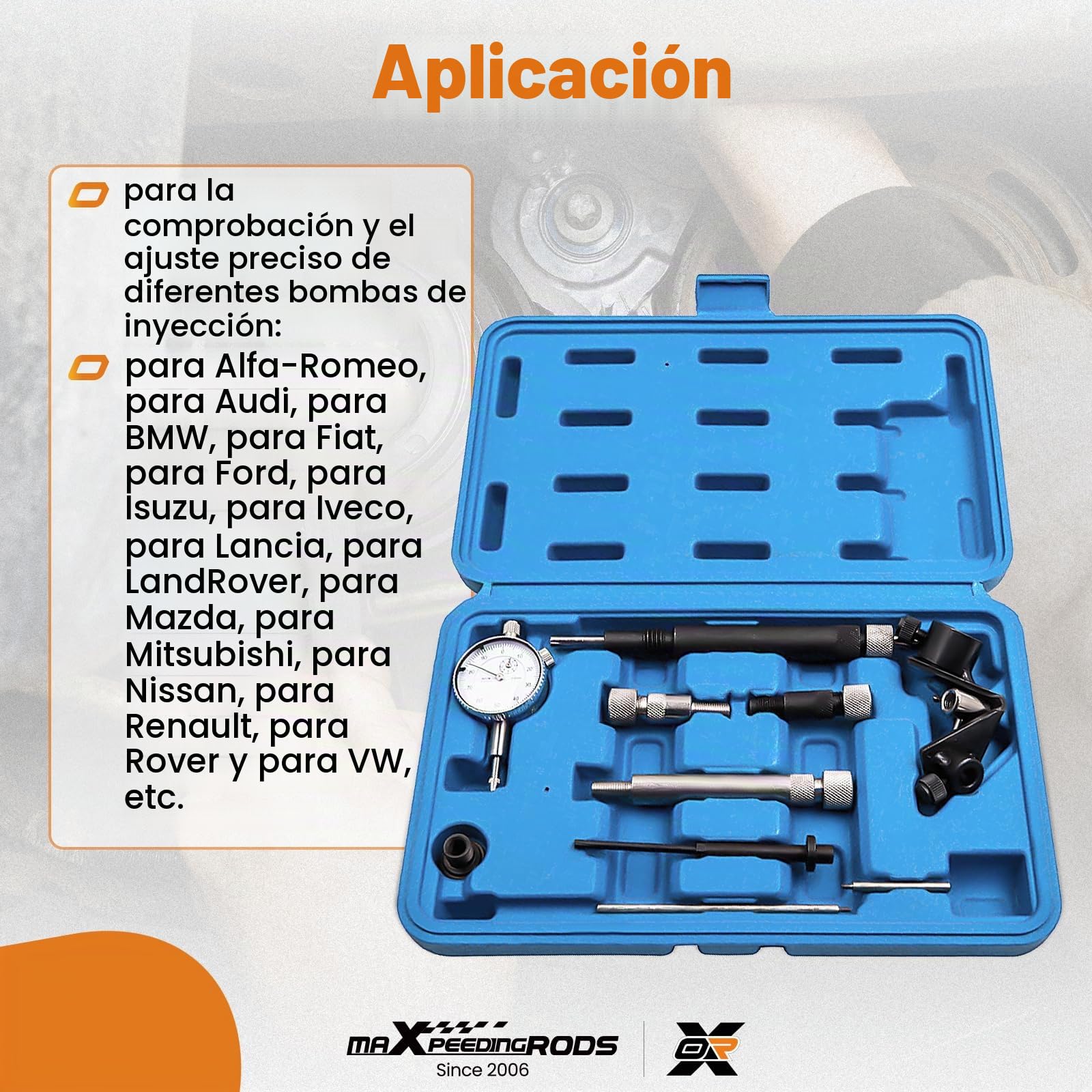 maXpeedingrods Juego de 10 herramientas de ajuste universal para Audi, para bomba diésel BMW, bomba de inyección, reloj comparador, correa dentada