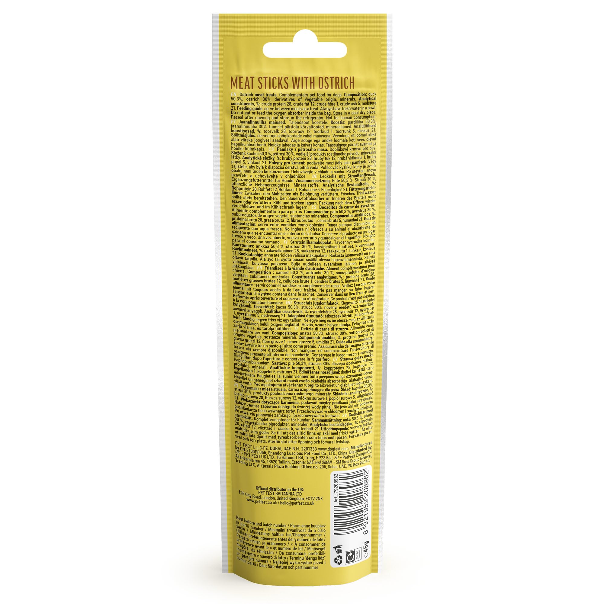 Dog Fest Premium Ostrich Meat Sticks, High Meat Content Natural Dog Treats for Adult Dogs - Image 3