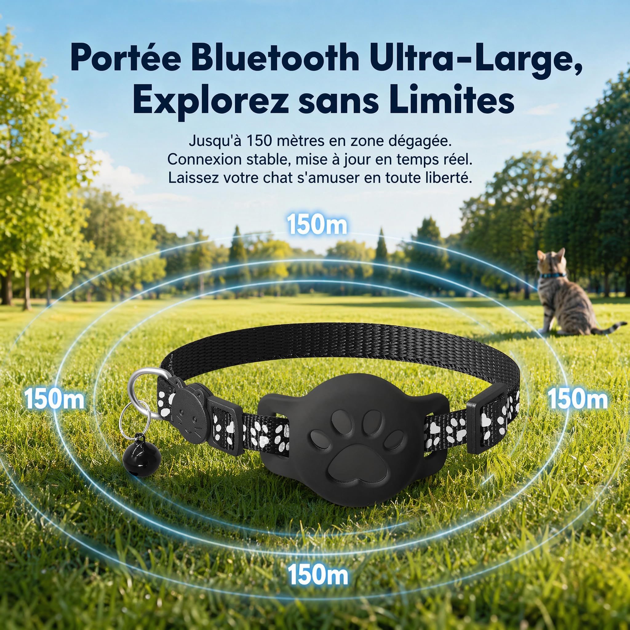 GéNéRique Collier GPS Chat, Traceur GPS Chat, 2026 Nouveau Traceur GPS Chat Tracker, sans Carte Sim, sans Abonnement Mensuel, avec iOS & Android, Localisation Temps RéEl, ImperméAble Et Durable
