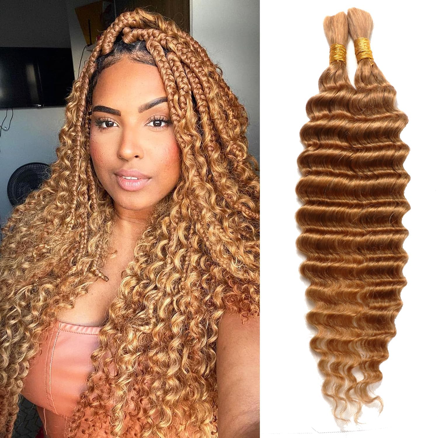 Hair for Boho Braids (Deep Wave 27#, 20Inch 100g(50gx2Bundles))