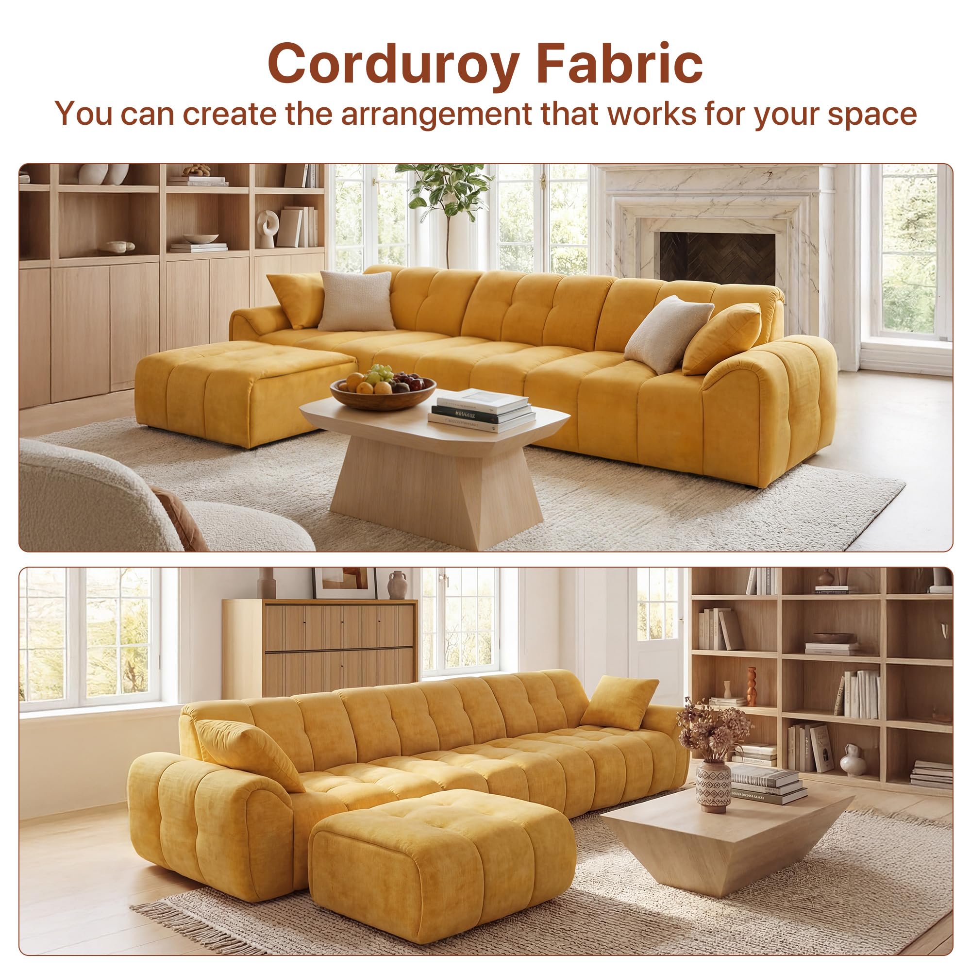 Best Yellow Couch Picks for 2026: Ranked & Vetted 1 Claiks 118' Boneless Modular Cloud Couch, Sectional Couch with Ottoman — product photo