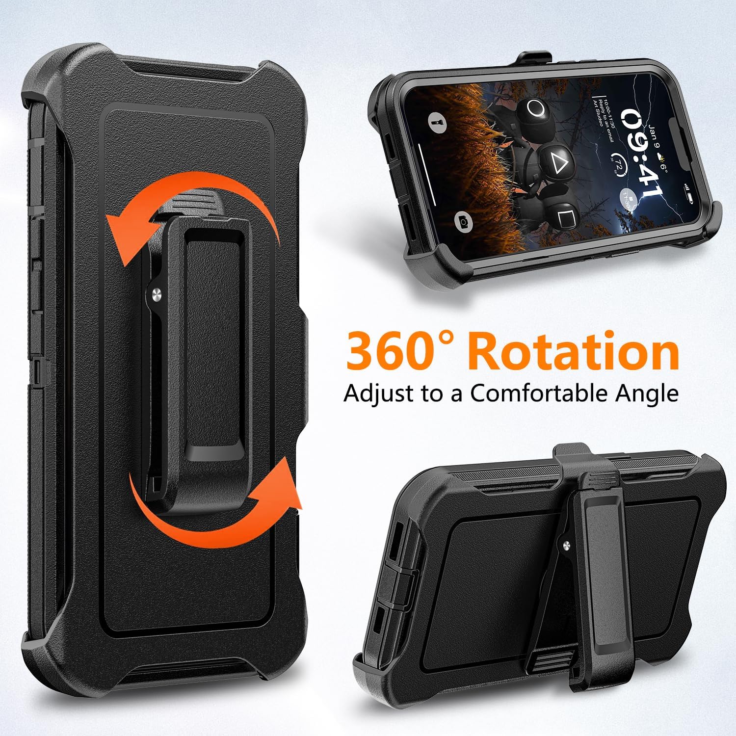 for iPhone 13 Pro Max & 12 Pro Max Case with Belt Clip Holster, Anti-Shock, Anti-Slip, Compatible with MagSafe, 3-Layer Drop Protection, Heavy Duty Magnetic Phone Case Cover, 6.7", Black - Image 7