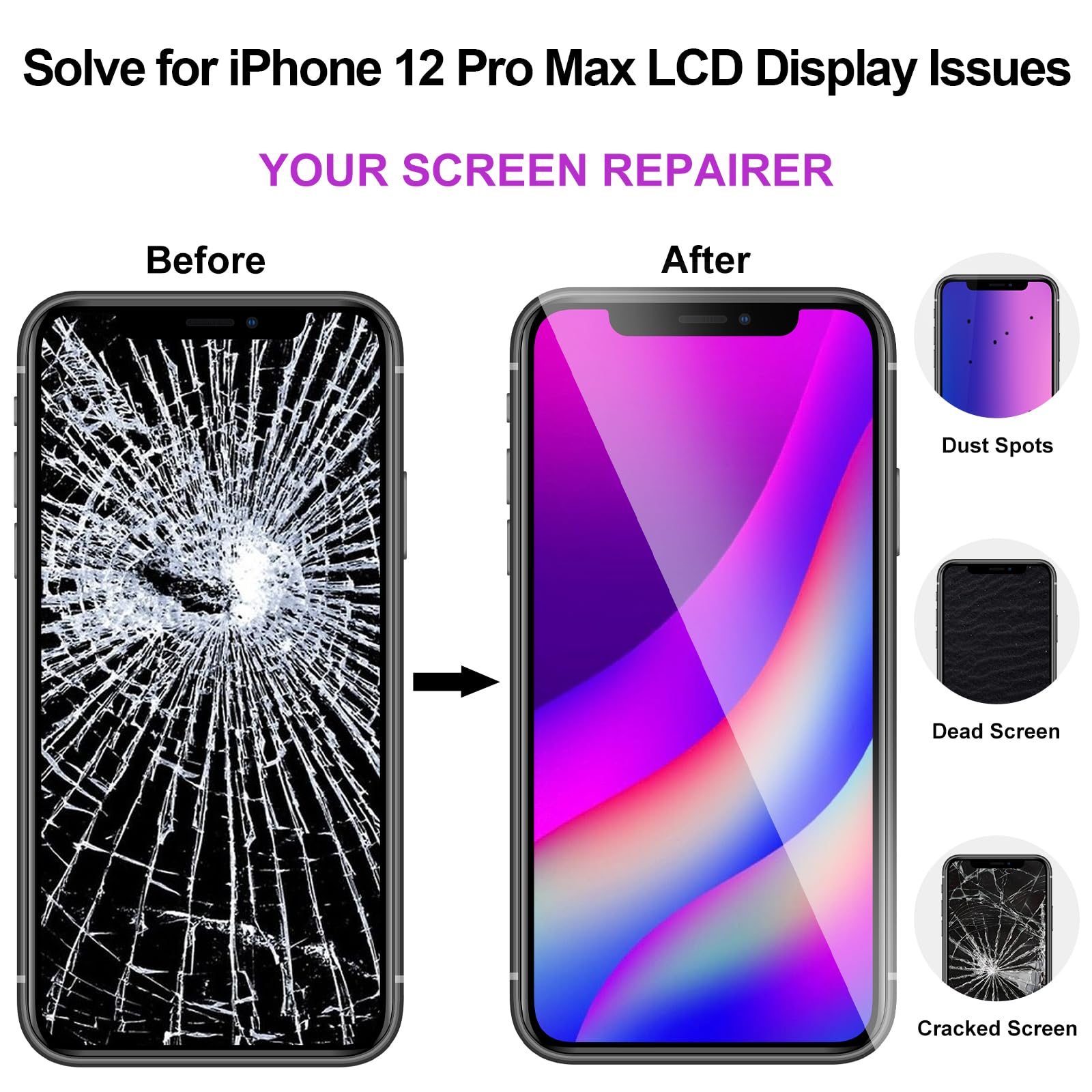 for iPhone 12 Pro Max Screen Replacement 3D Touch LCD Screen with