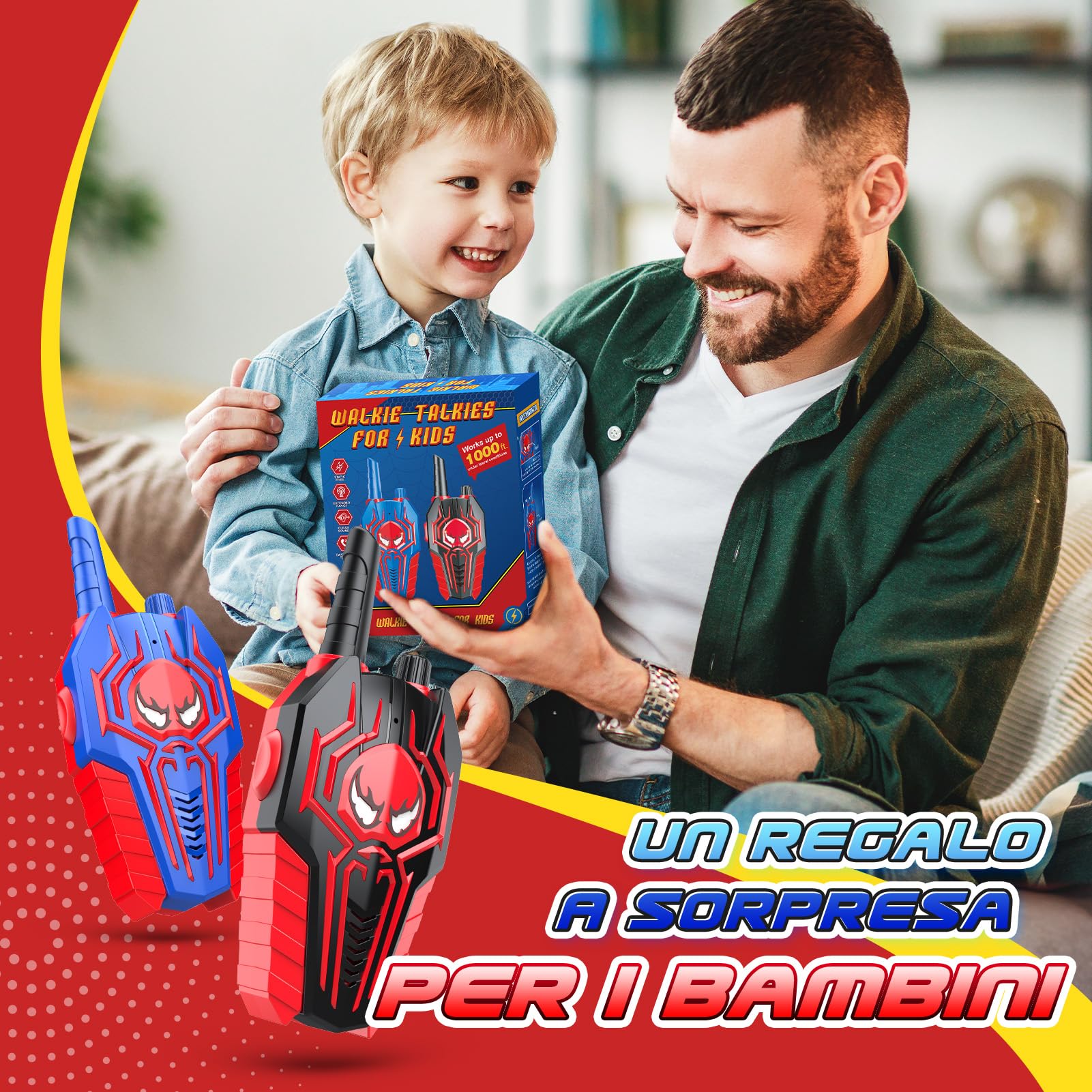 Giocattoli a partire da 3 4 5 6 7 8 9 10 anni Ragazzo, Walkie Talkie Bambini Regalo Ragazzo 3-10 Anni Giocattoli per All'aperto Woki Toki Giocattolo da Giardino Bambini Regalo di Compleanno