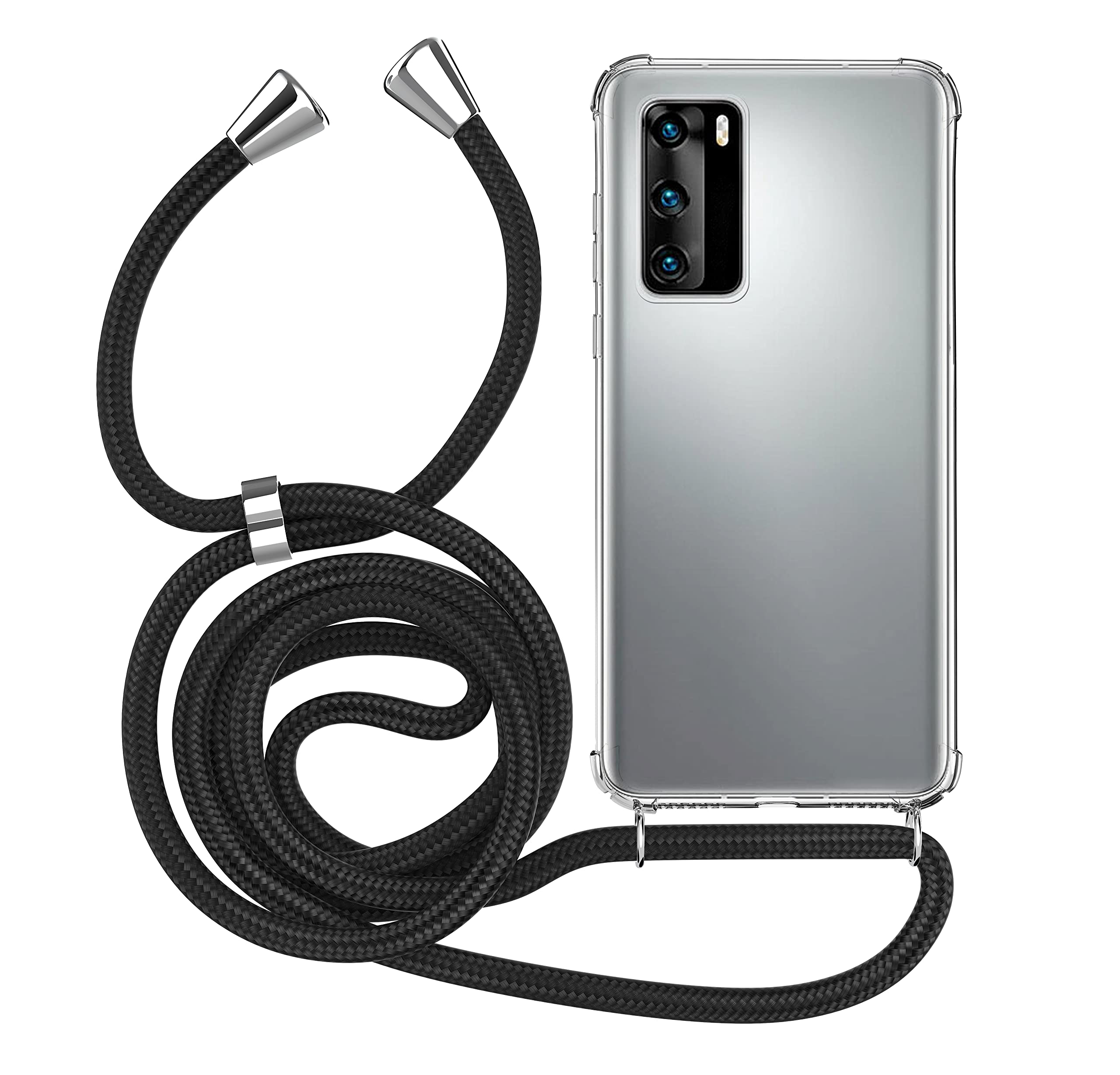 MyGadget Cover per iPhone 11 Pro - Custodia con Corda - Case con Cordino Trasparente Antiurto con Laccio | Tracolla - Practical Stylish - Nero