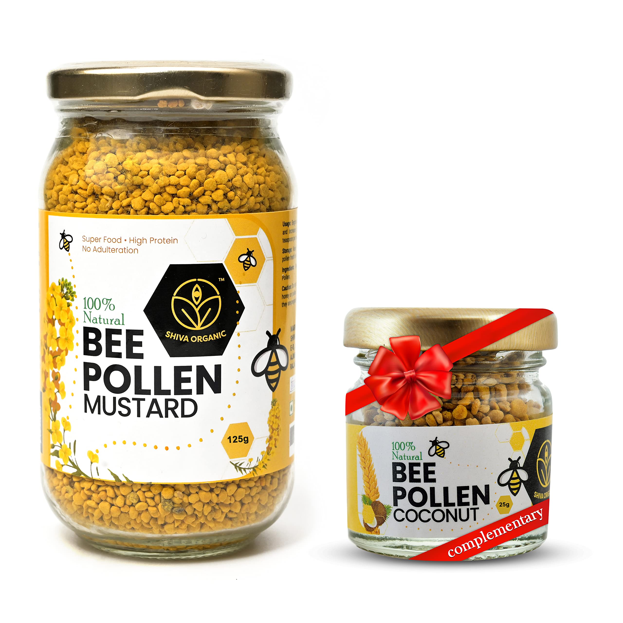 Shiva Organic Mustard Bee Pollen 125 grams + Coconut Bee Pollen 25 grams Plant Based Protein Energy Booster No Added Sugar-image-14