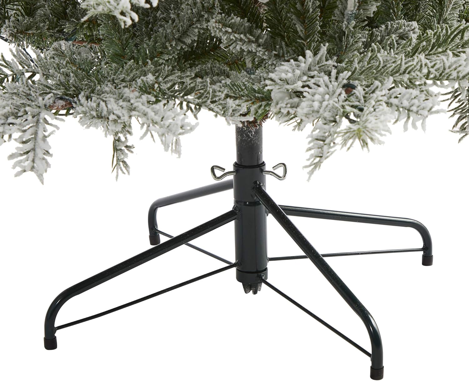 Nearly Natural 7.5ft. Slim Flocked Nova Scotia Spruce Artificial Christmas Tree with 450 Warm White LED Lights and 909 Bendable Branches