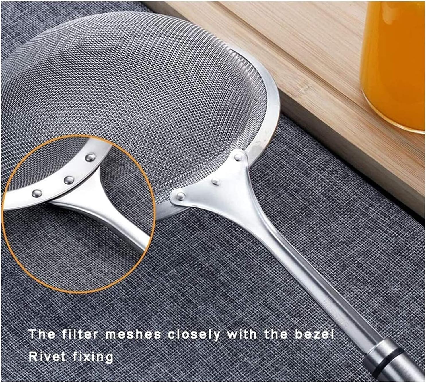 Stainless Steel fine mesh Strainer with Handle Strainer Flour Sieve Pasta Strainer Colander Utility Kitchen Tool Strainer Kitchen Spoon (Size : S) (M)
