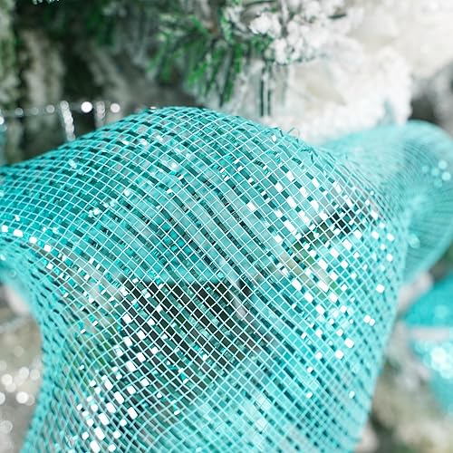 Miniatura 4 de MEEDEE Cinta de malla azul Deco de 10 pulgadas, rollos de tela de malla decorativa azul, rollo de malla azul de 10 yardas, cinta de malla azul para