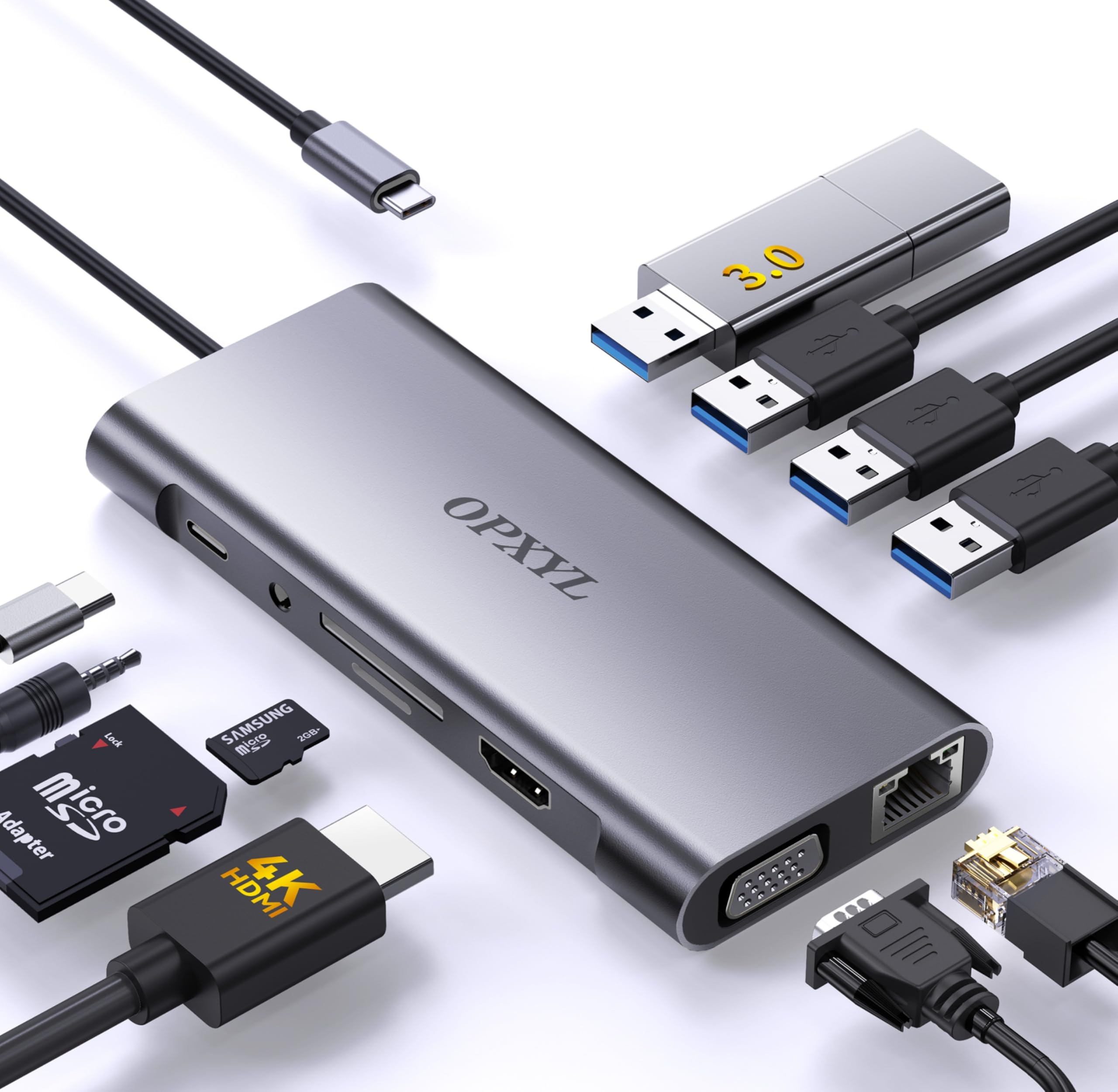 Hub USB C avec 2 HDMI, ANYOYO Dual 4K 60 Hz, port de données USB C, 100 W PD, 5 Gbit/s USB 3.0