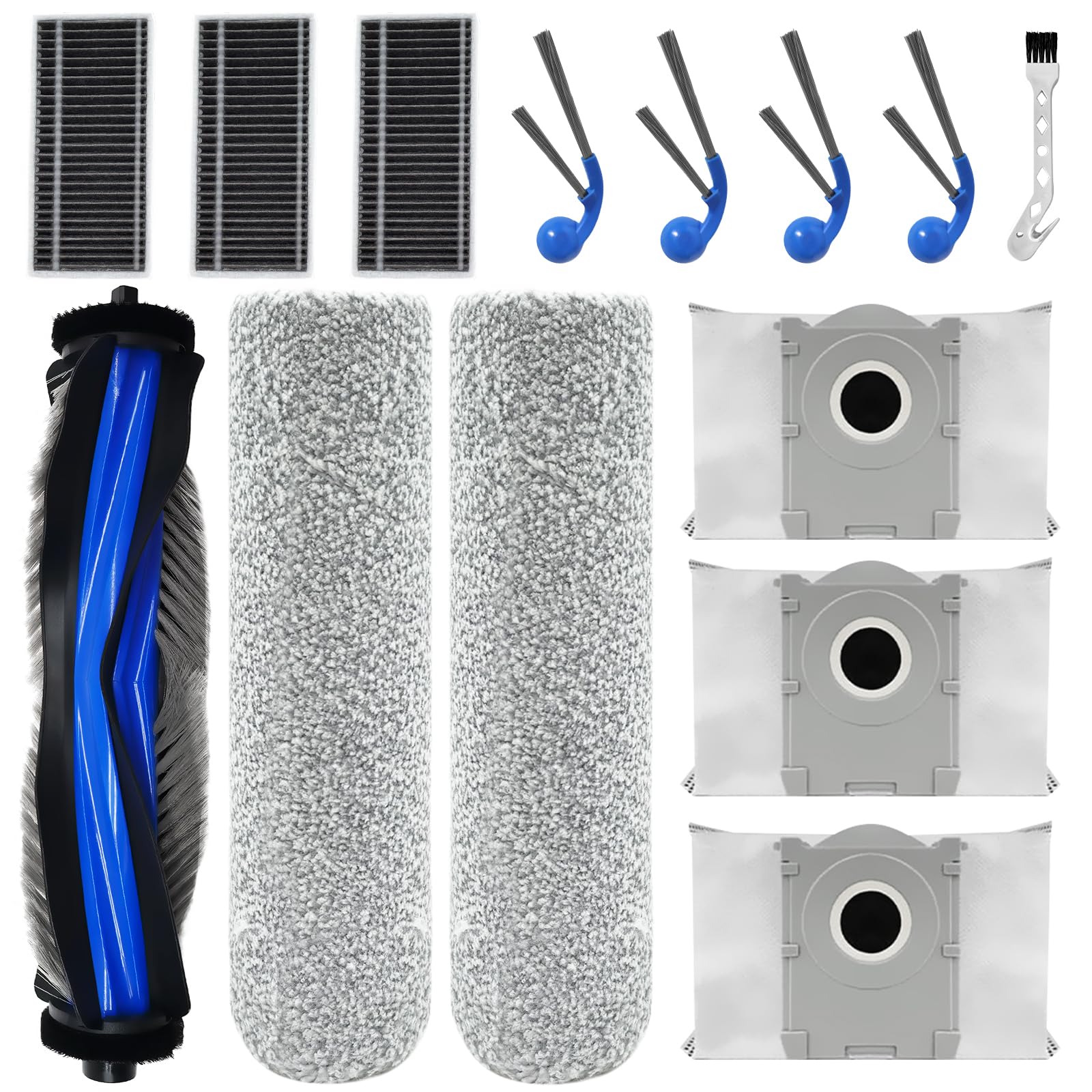 Accessoires ECOVACS DEEBOT T80 OMNI,X8 Omni, X8 PRO Omni robot aspirateur, 1 brosse principale, 2 rouleaux, 3 sacs pouss